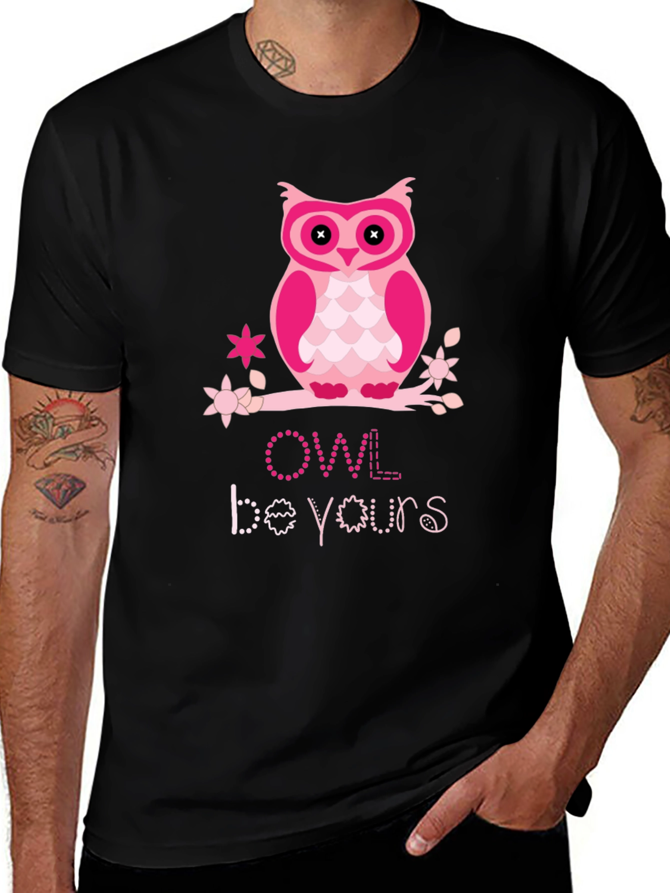 Variant 10 of Cute Pink Owl T-Shirt - Owl Be Yours Tee
