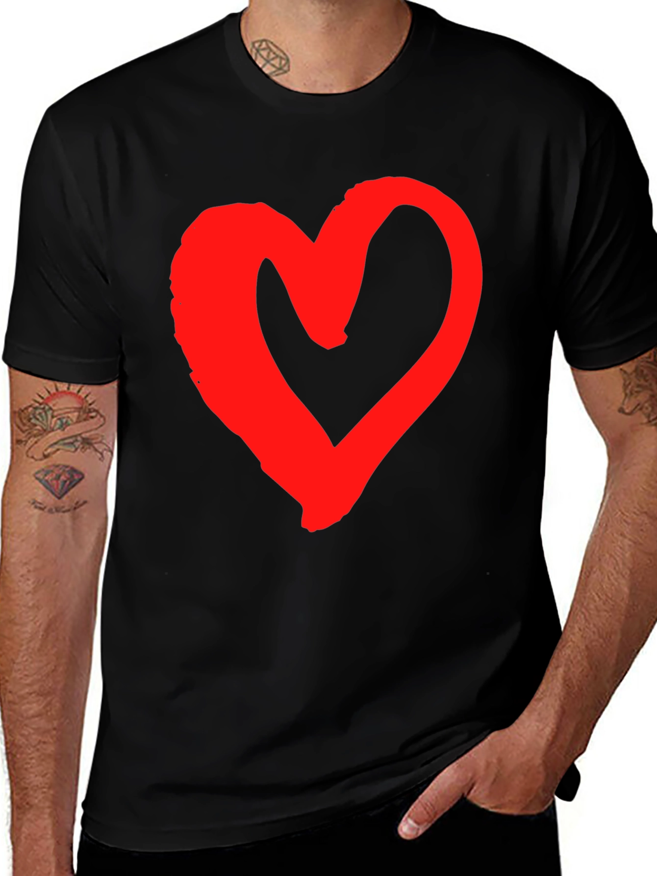 Variant 9 of Heart Graphic Black Cotton Tee