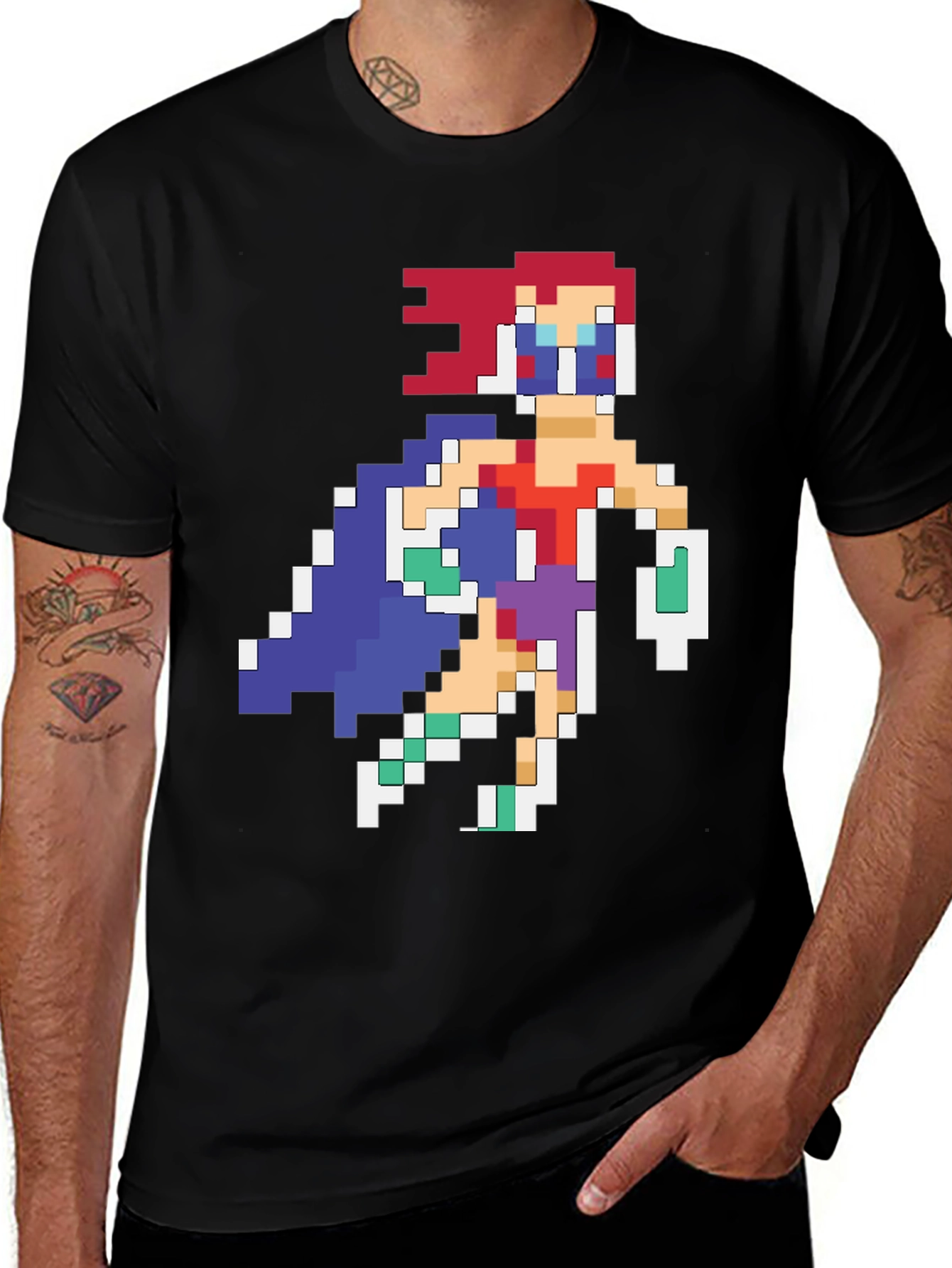 Variant 17 of Pixel Art Superhero Graphic Tee - Retro Gamer Style Shirt