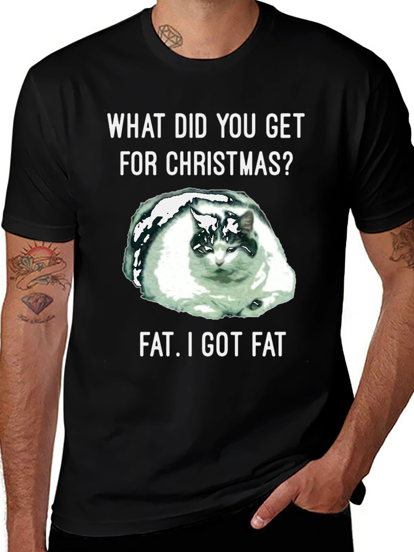 Variant 30 of Funny Cat Christmas Fat T-Shirt