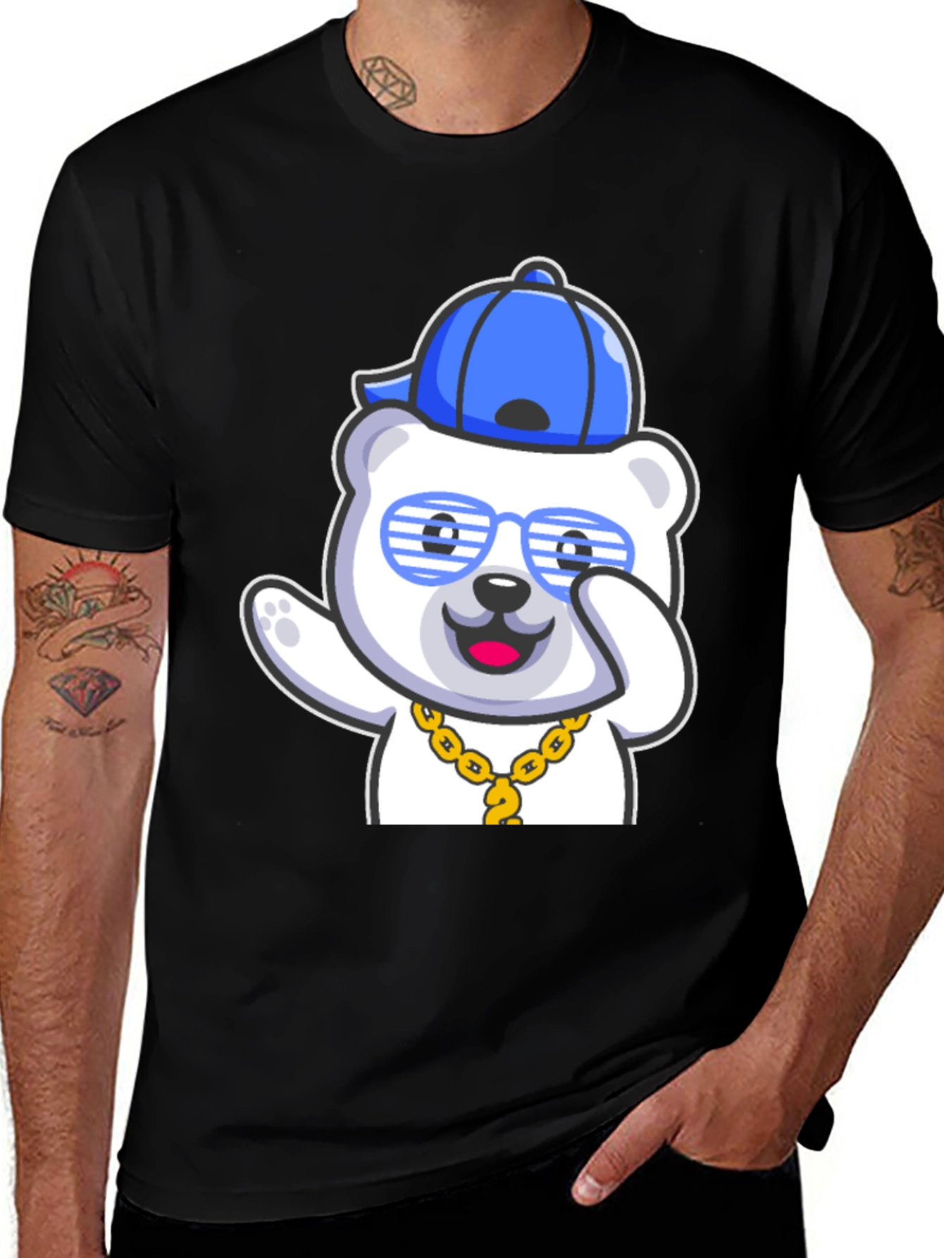 Variant 19 of Cool Bear Graphic Tee - Blue and Gold