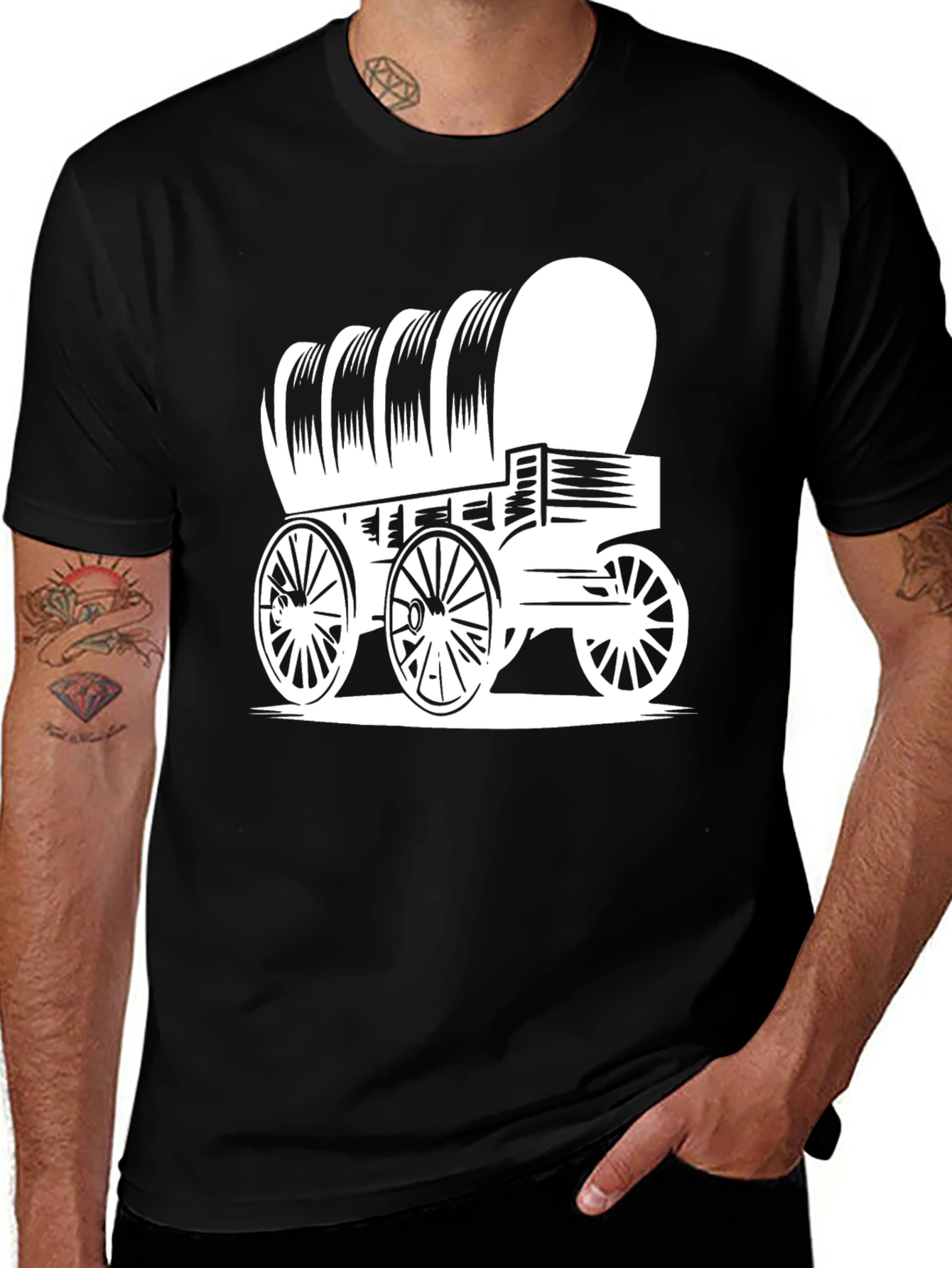 Covered Wagon Graphic Tee - Vintage Western Style