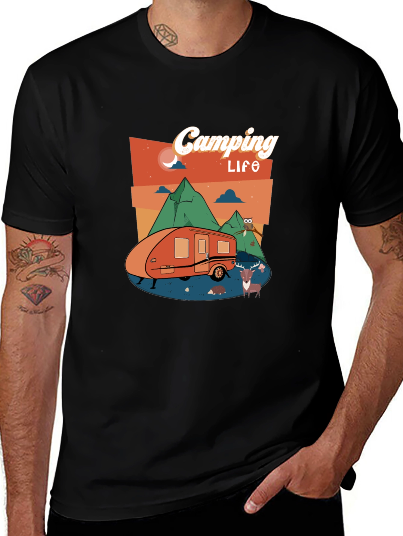 Variant 5 of Camping Life Black Graphic Tee