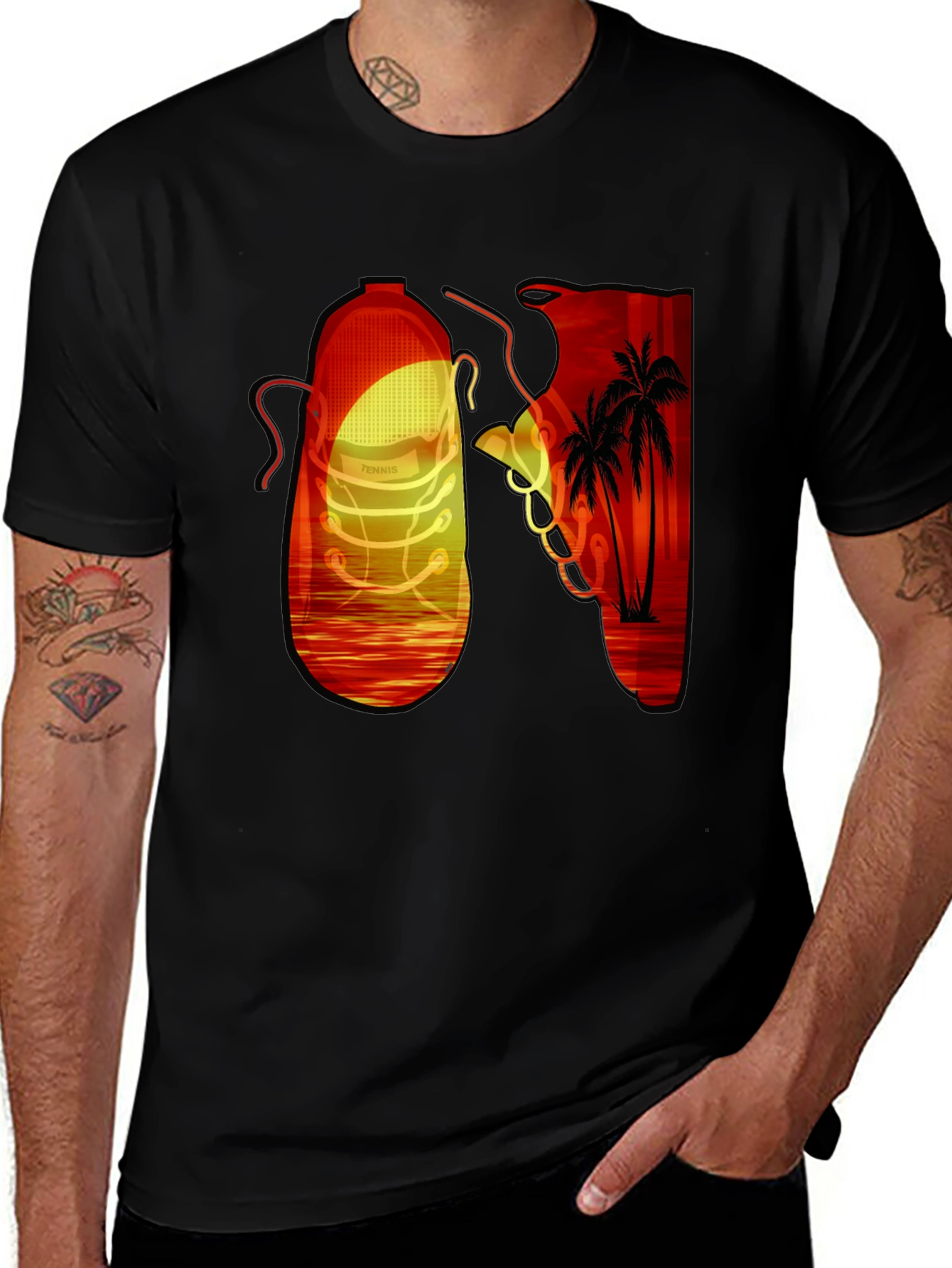 Sunset Shoe Graphic Tee - Cool Retro Style