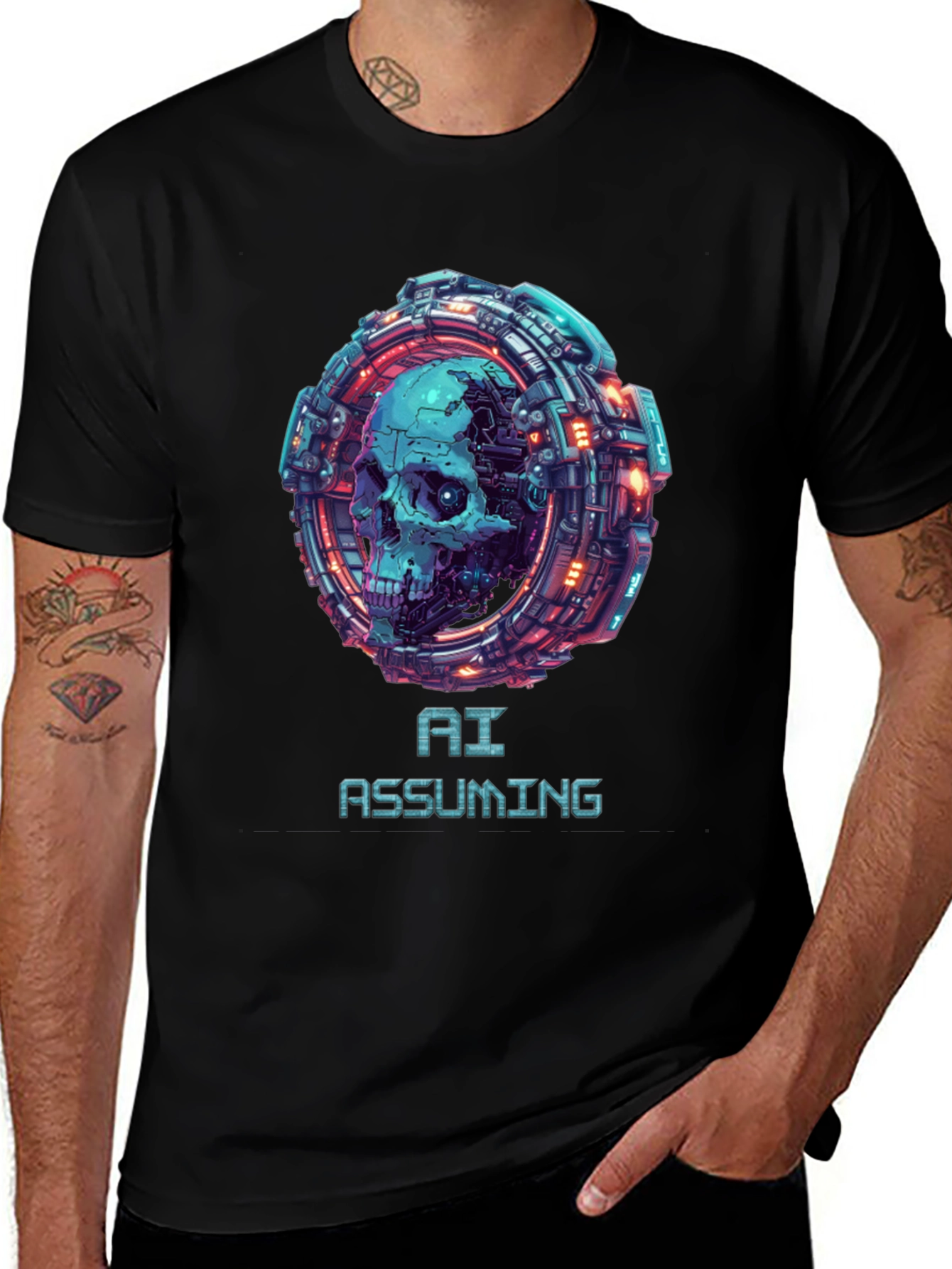 AI Assuming Skull Graphic Tee