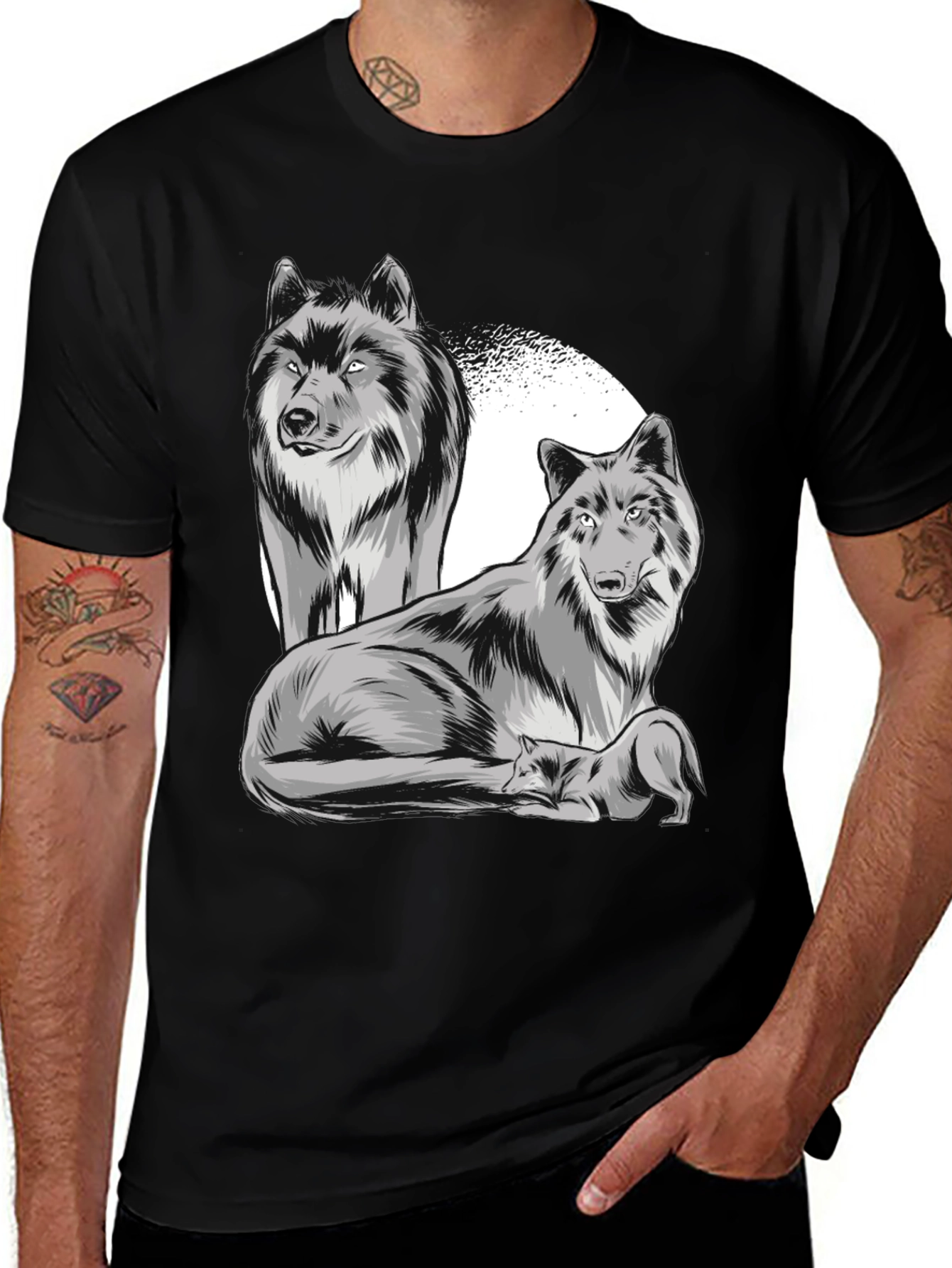 Wolf Pack Graphic Tee - Classic Black
