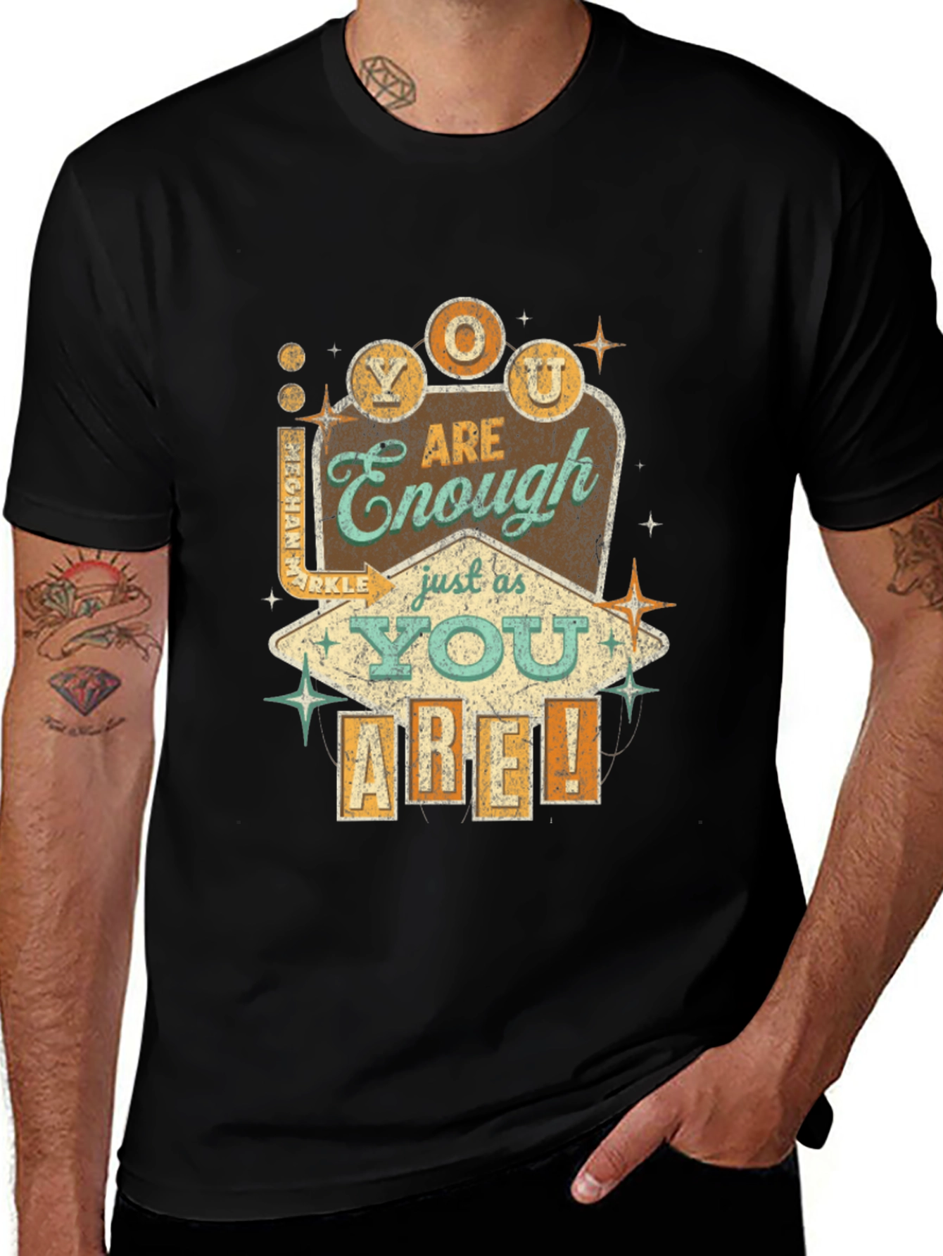 Variant 3 of Retro You Are Enough Graphic Tee - Black
