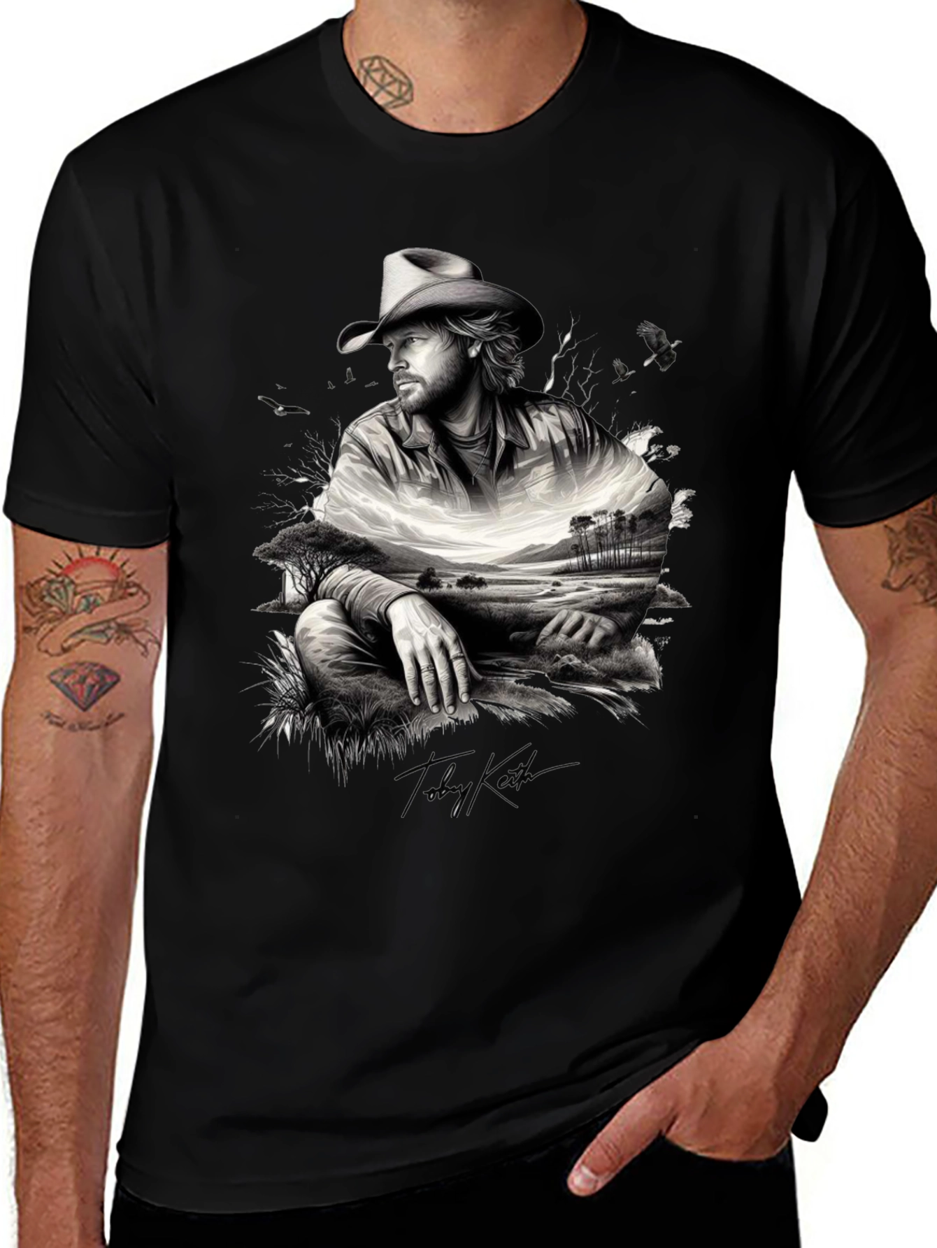 Variant 21 of Country Singer Black Graphic T-Shirt