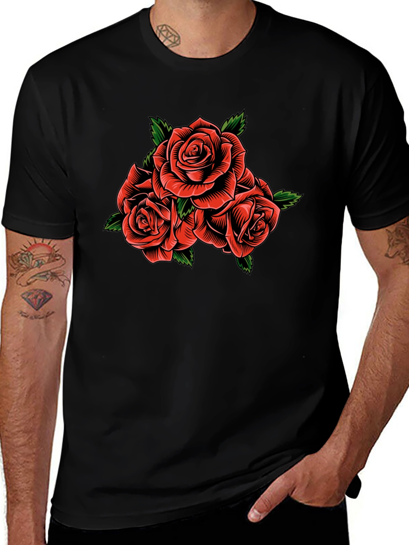 Variant 2 of Rose Graphic Black T-Shirt