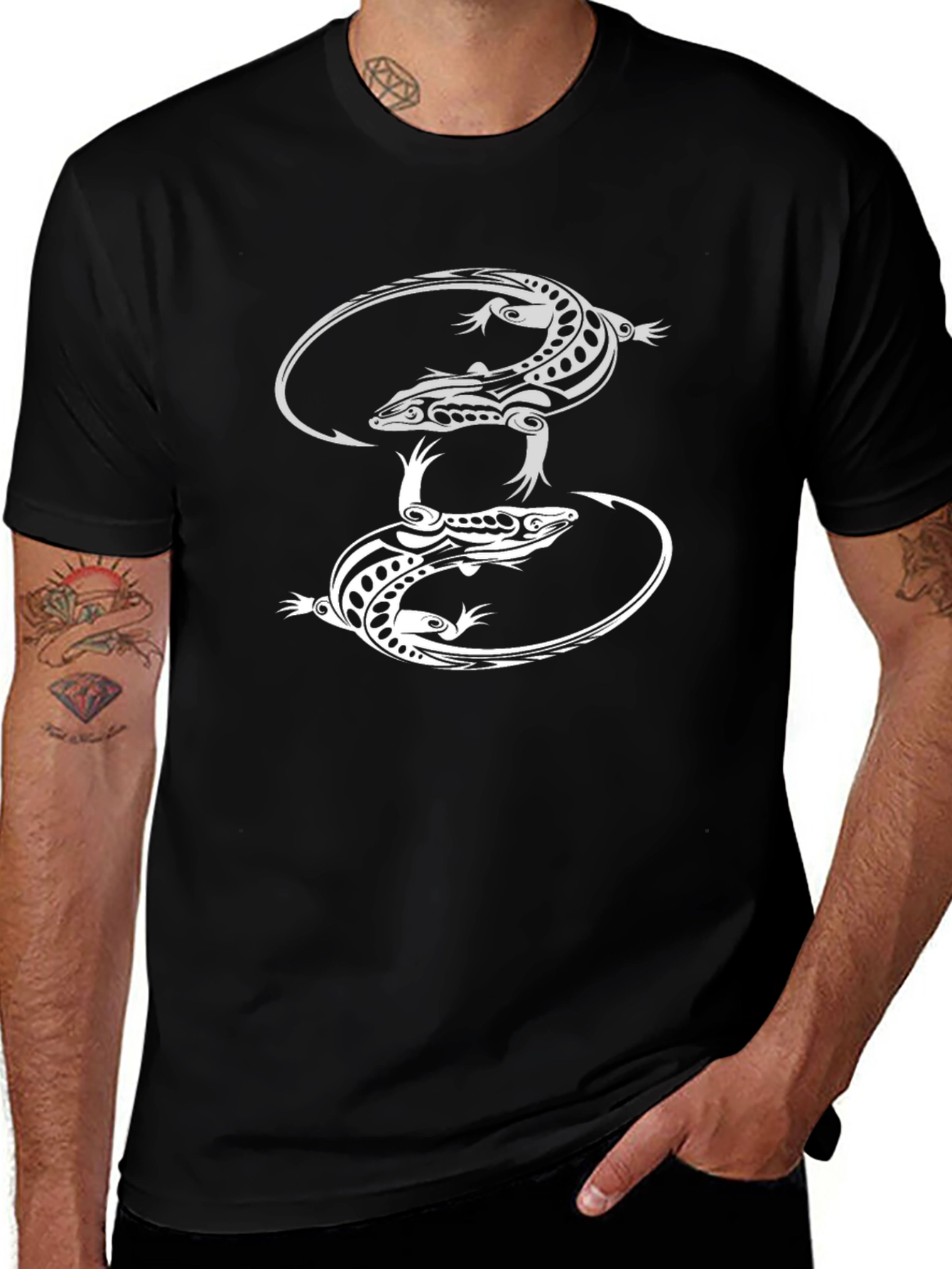 Variant 24 of Black T-Shirt with Lizard Design