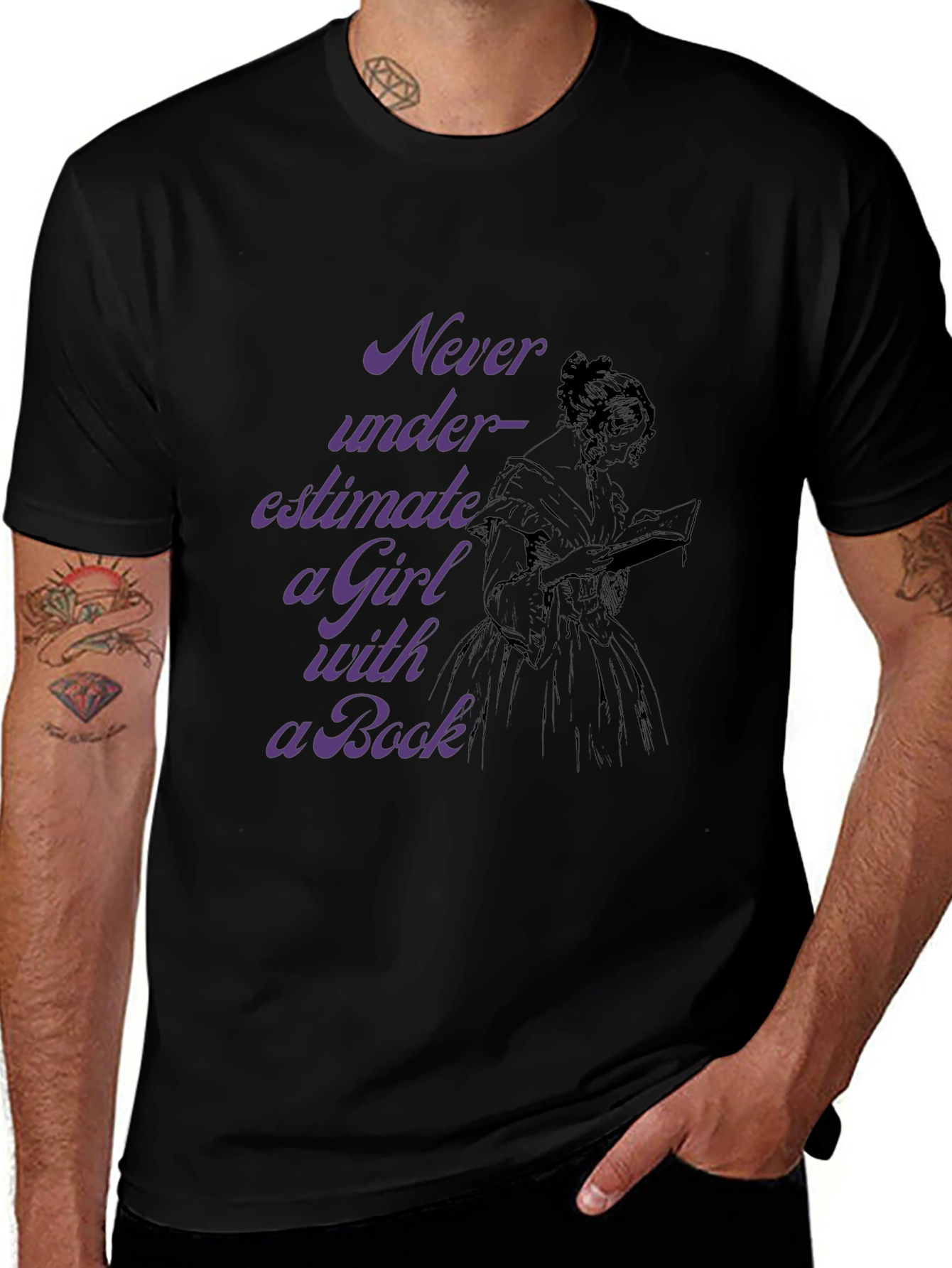 Variant 14 of Girl With a Book Graphic Tee - Never Underestimate