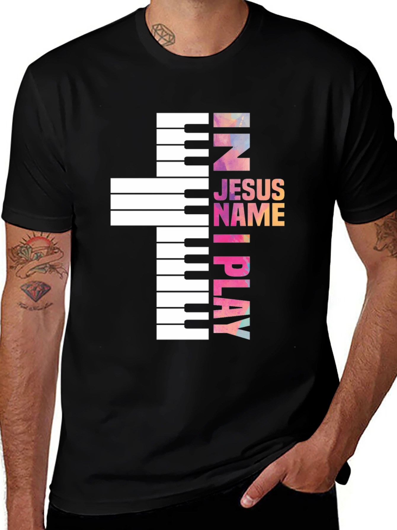 Variant 26 of In Jesus Name I Play Piano Graphic T-Shirt