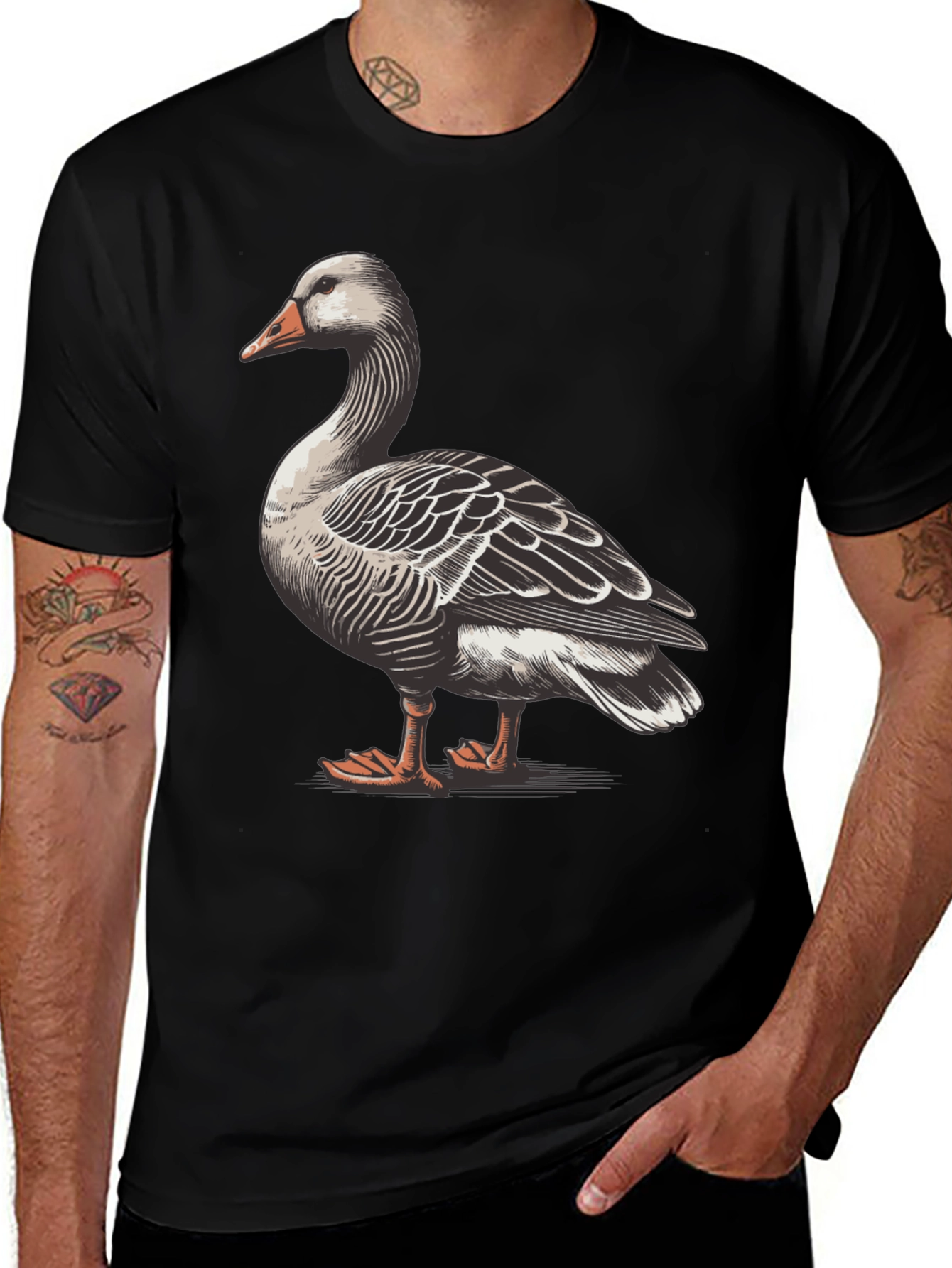 Variant 5 of Goose Graphic T-Shirt - Black Casual Tee