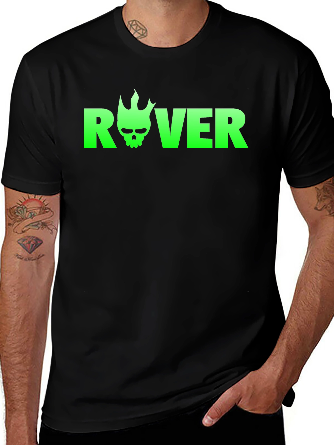 Variant 29 of Rover Skull Flame Black T-Shirt