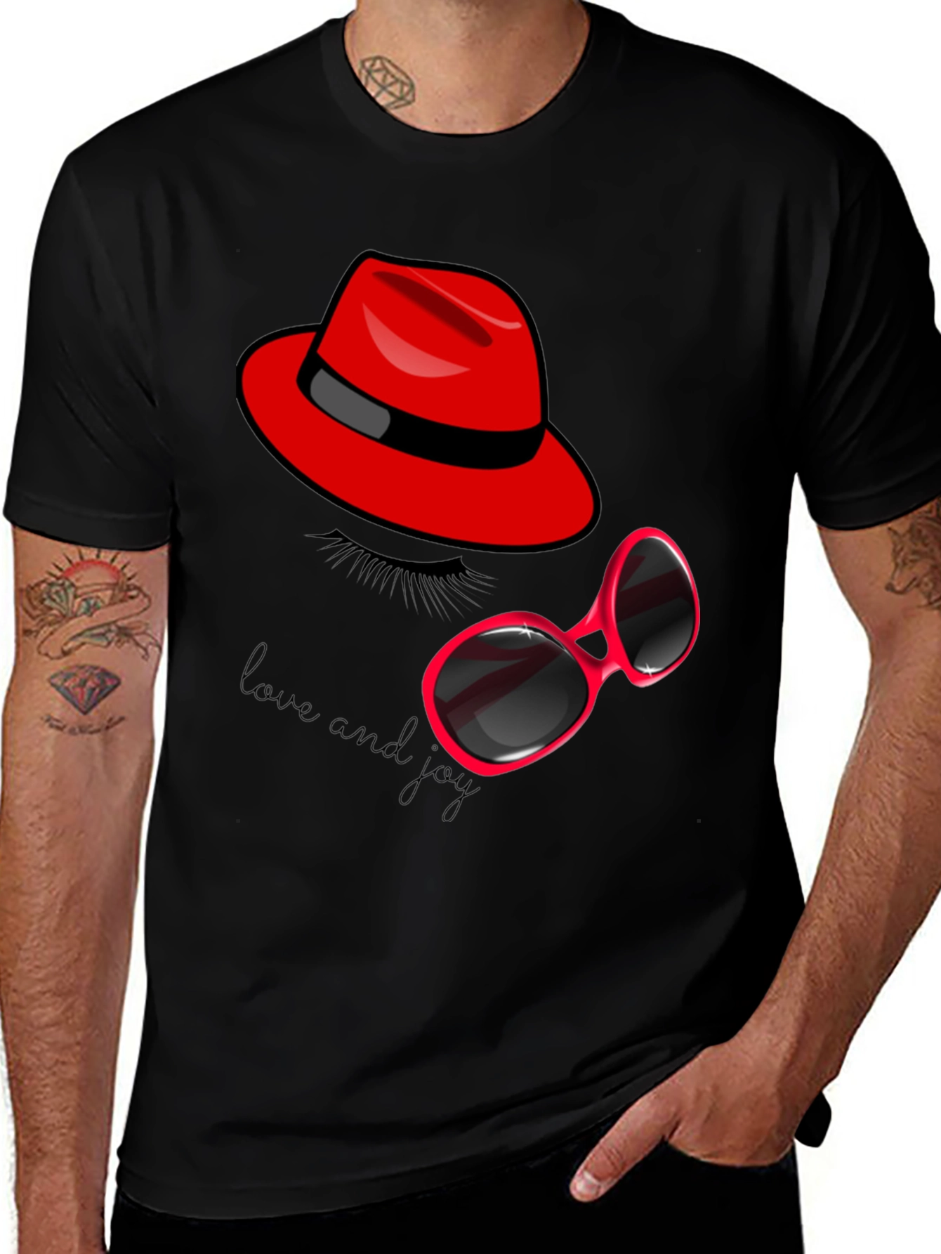 Variant 8 of Red Hat & Sunglasses Graphic Tee