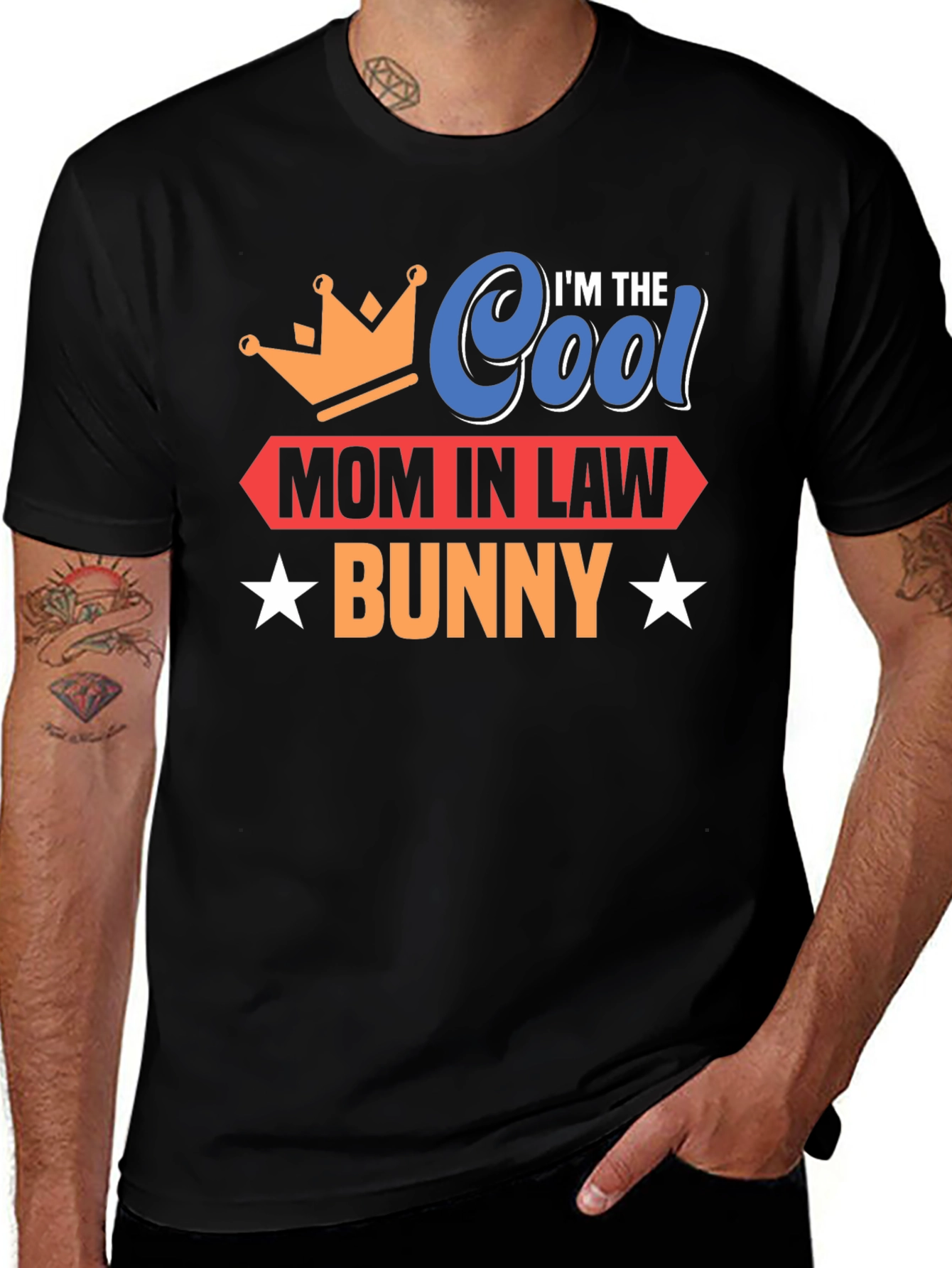 Variant 16 of Cool Mom In Law Bunny Black T-Shirt