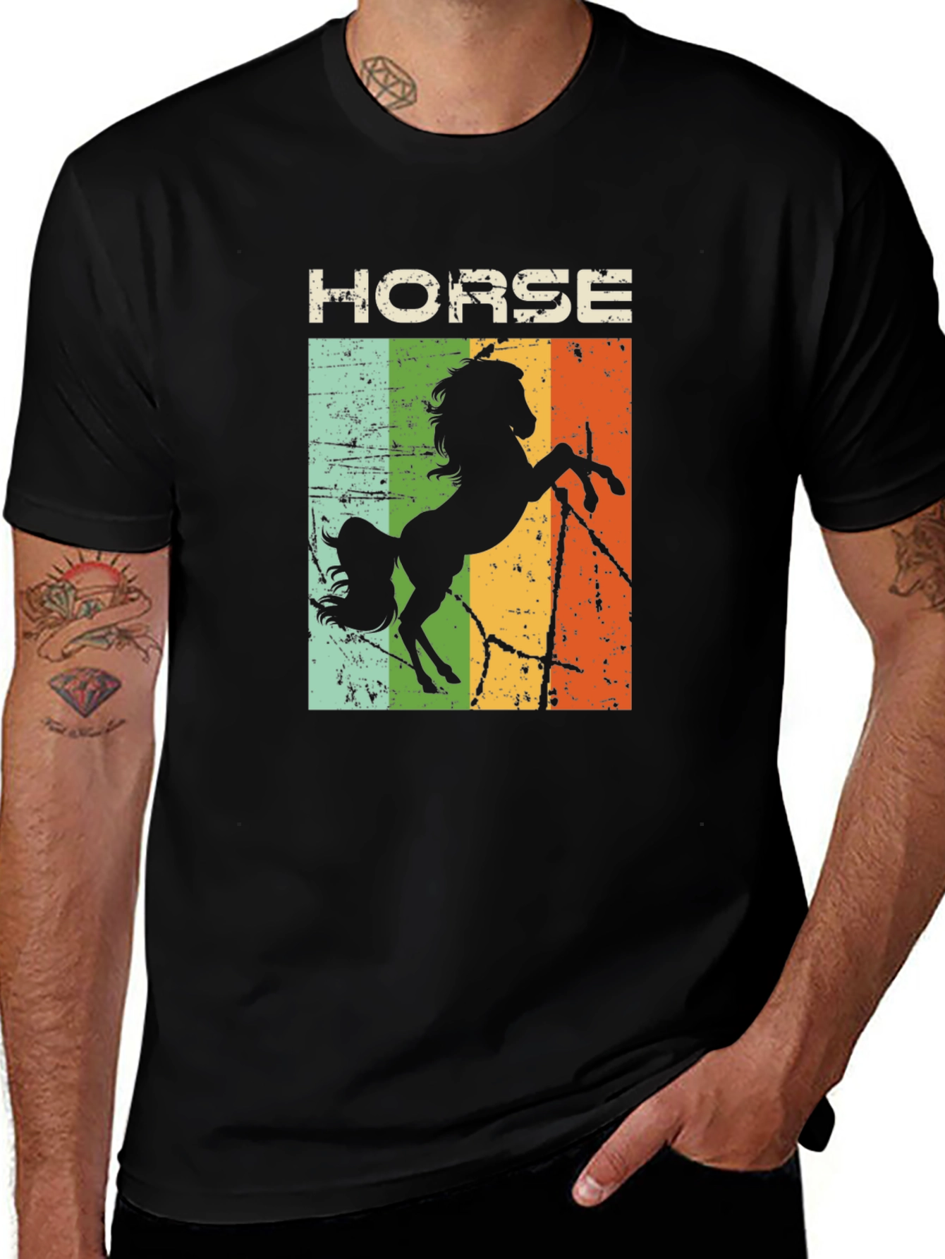 Variant 17 of Vintage Horse Graphic Tee - Black Unisex Shirt