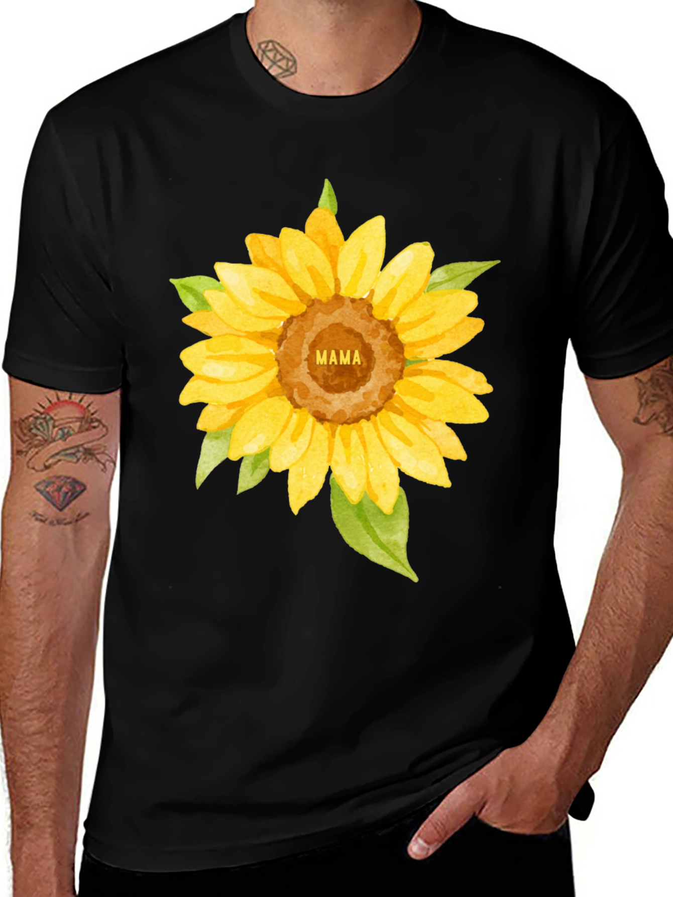 Variant 25 of Mama Sunflower Graphic Tee - Black Casual T-Shirt