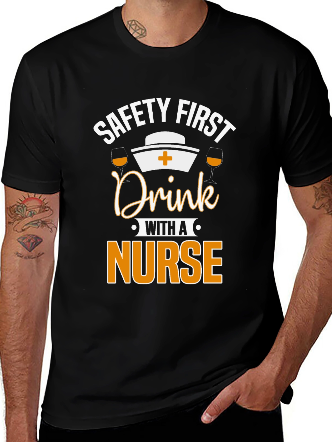 Variant 25 of Safety First Drink With A Nurse T-Shirt