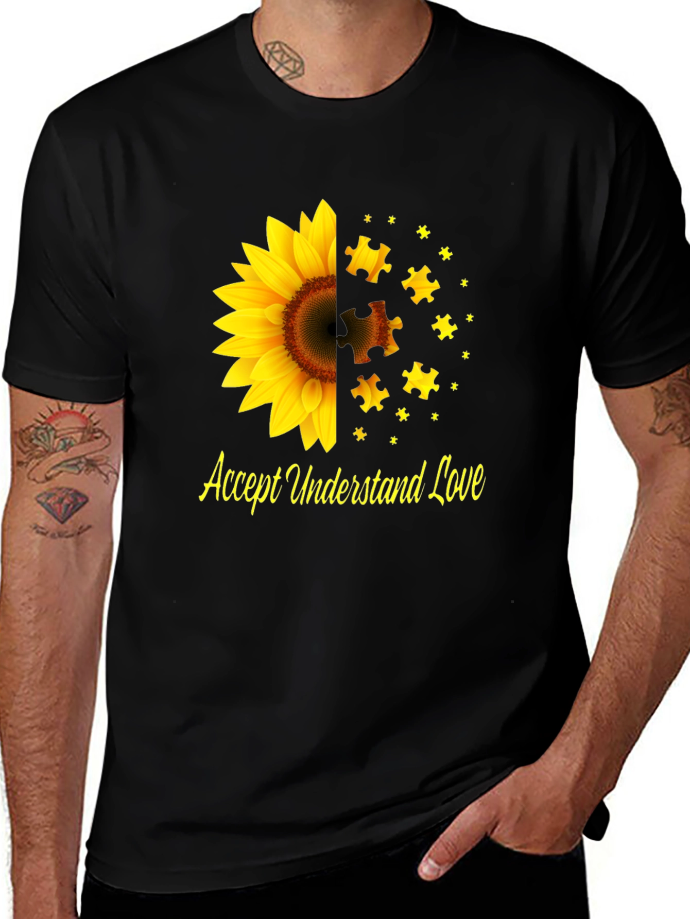 Variant 28 of Sunflower Autism Awareness T-Shirt: Accept, Understand, Love