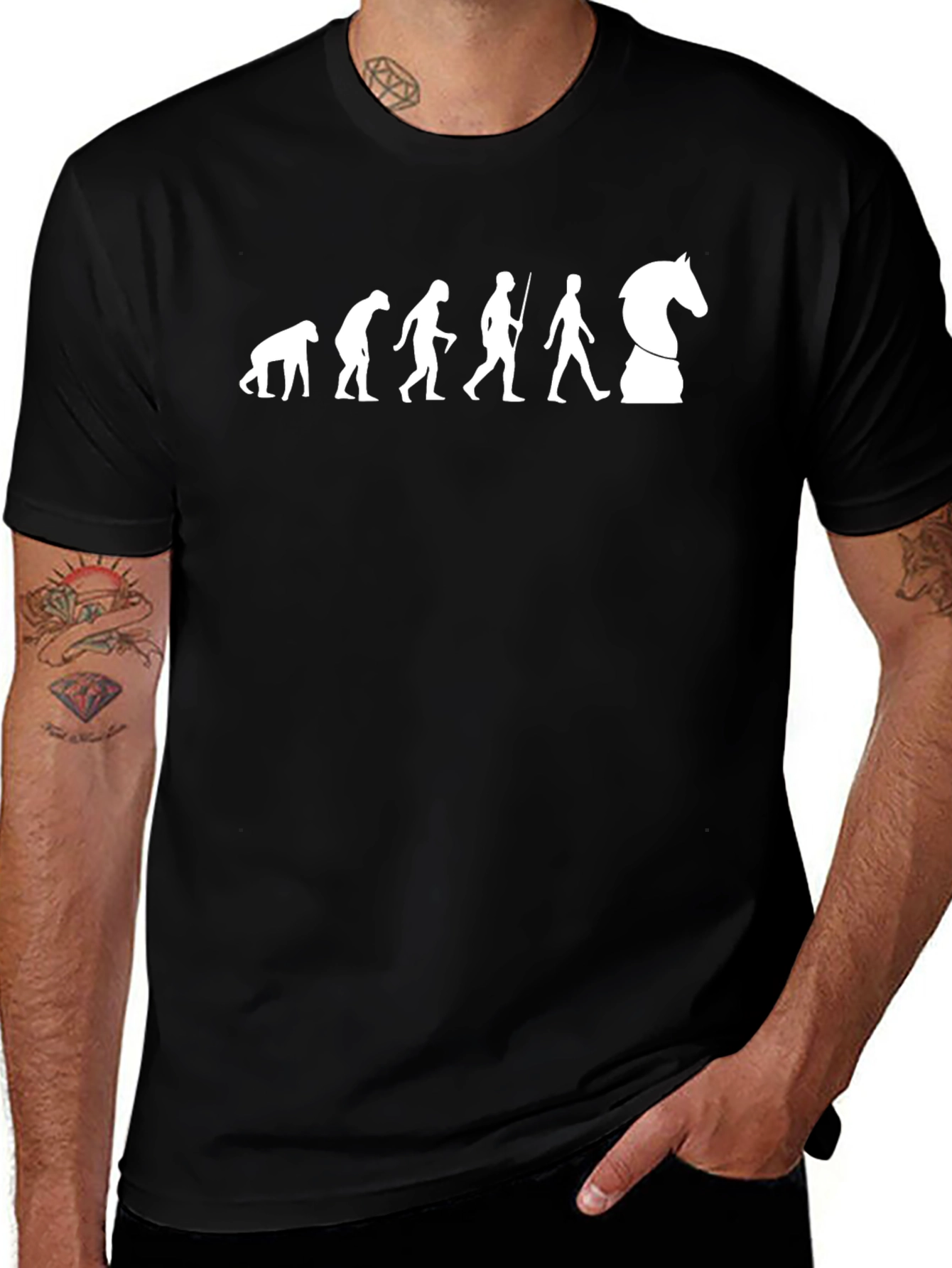 Variant 25 of Evolution of Chess Knight Graphic T-Shirt
