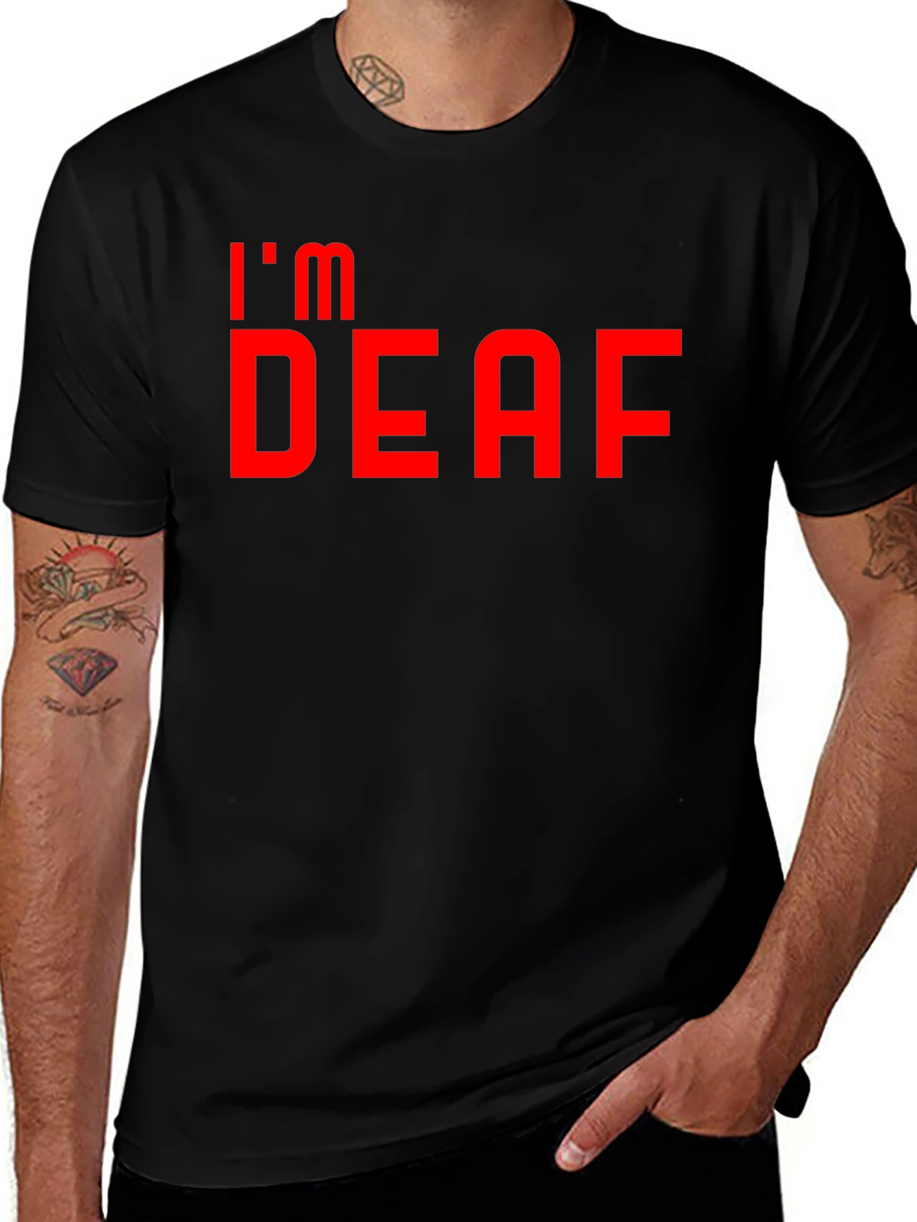 Variant 2 of I'm Deaf T-Shirt - Bold Red Graphic Tee