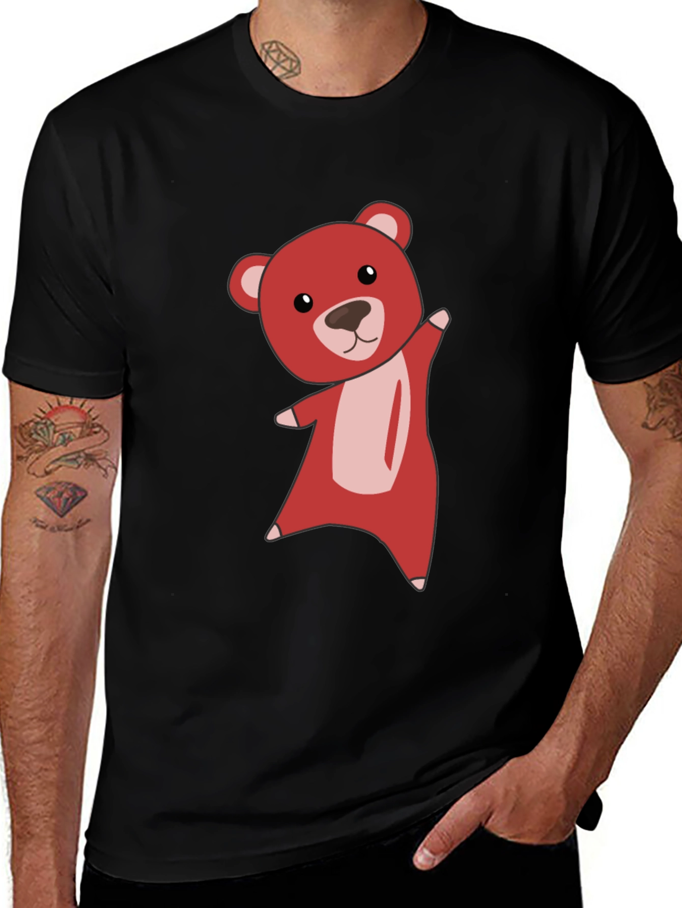 Variant 24 of Cute Bear Graphic Tee - Soft Black T-Shirt