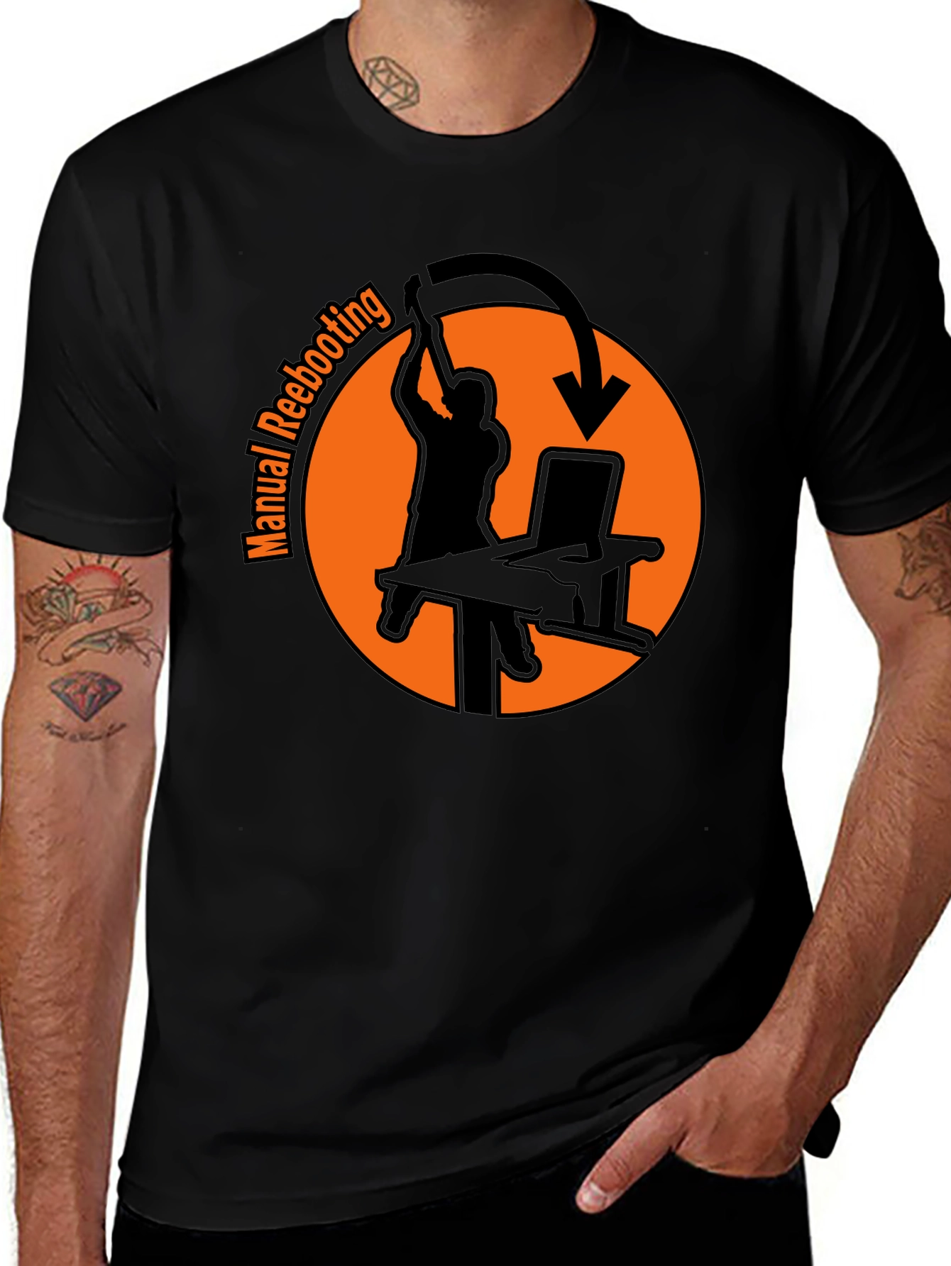 Variant 5 of Manual Rebooting T-Shirt - Funny Tech Humor