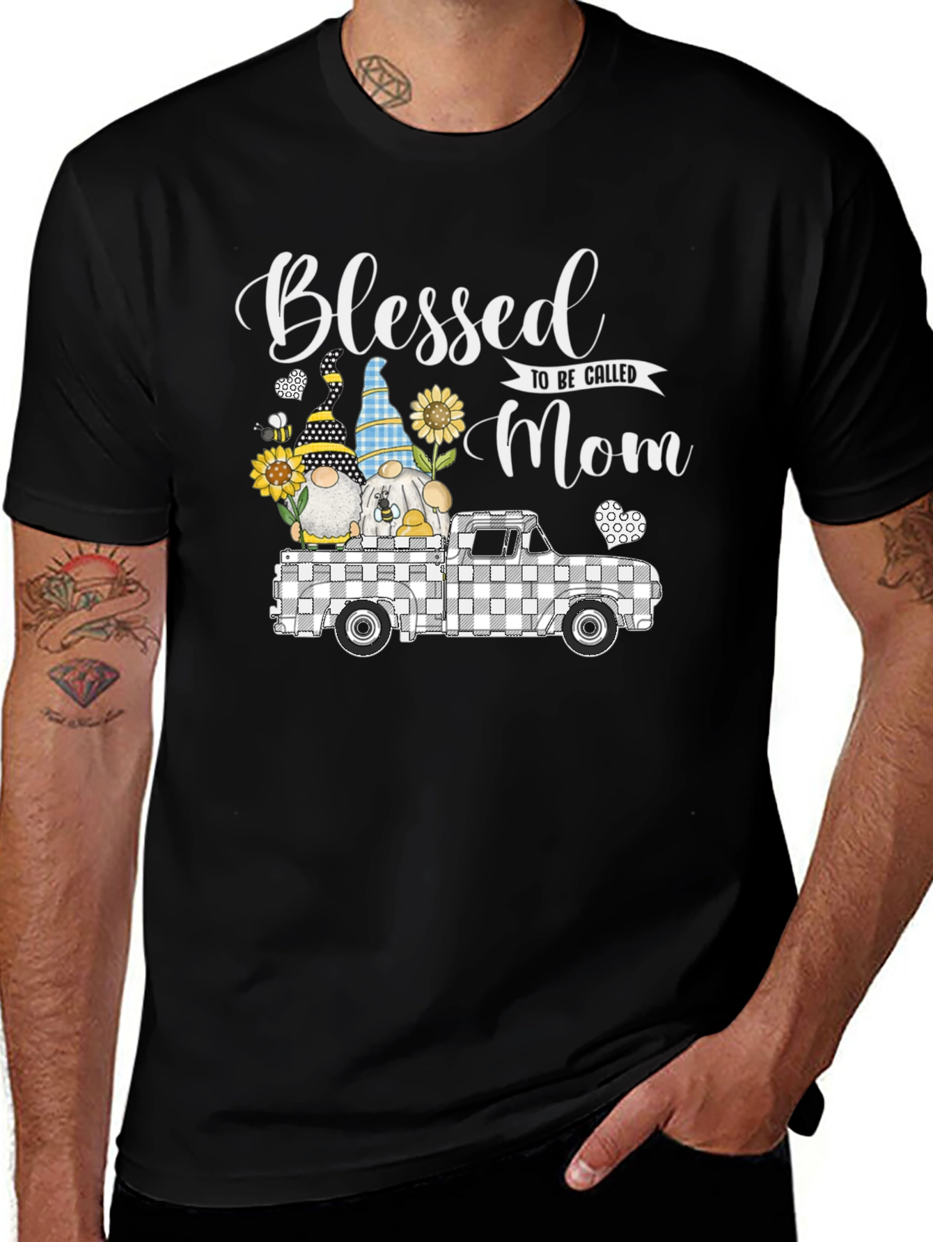 Blessed Mom T-Shirt with Gnome Truck Graphic Tee