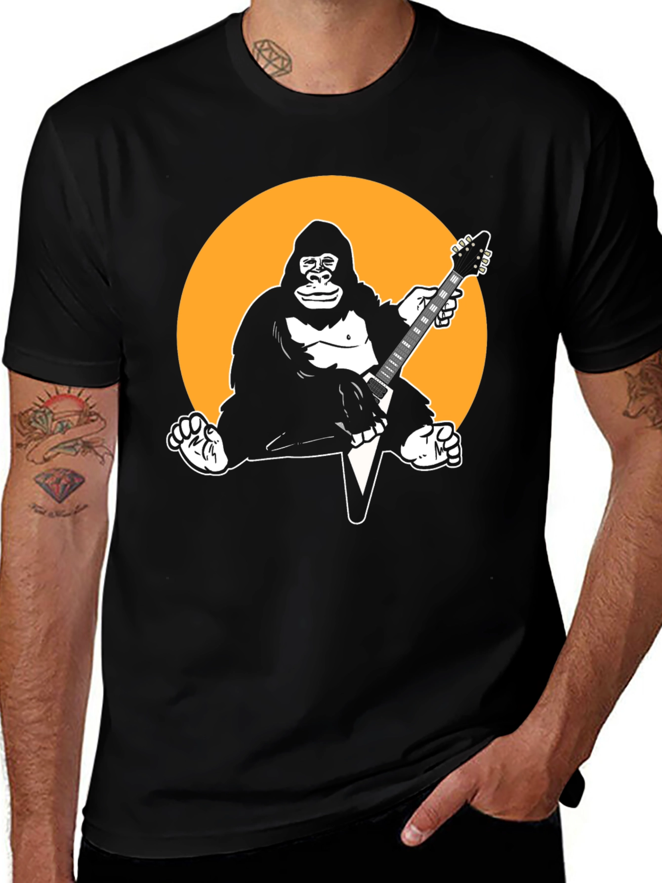 Variant 13 of Gorilla Guitarist Graphic Tee - Rock and Roll Ape Shirt