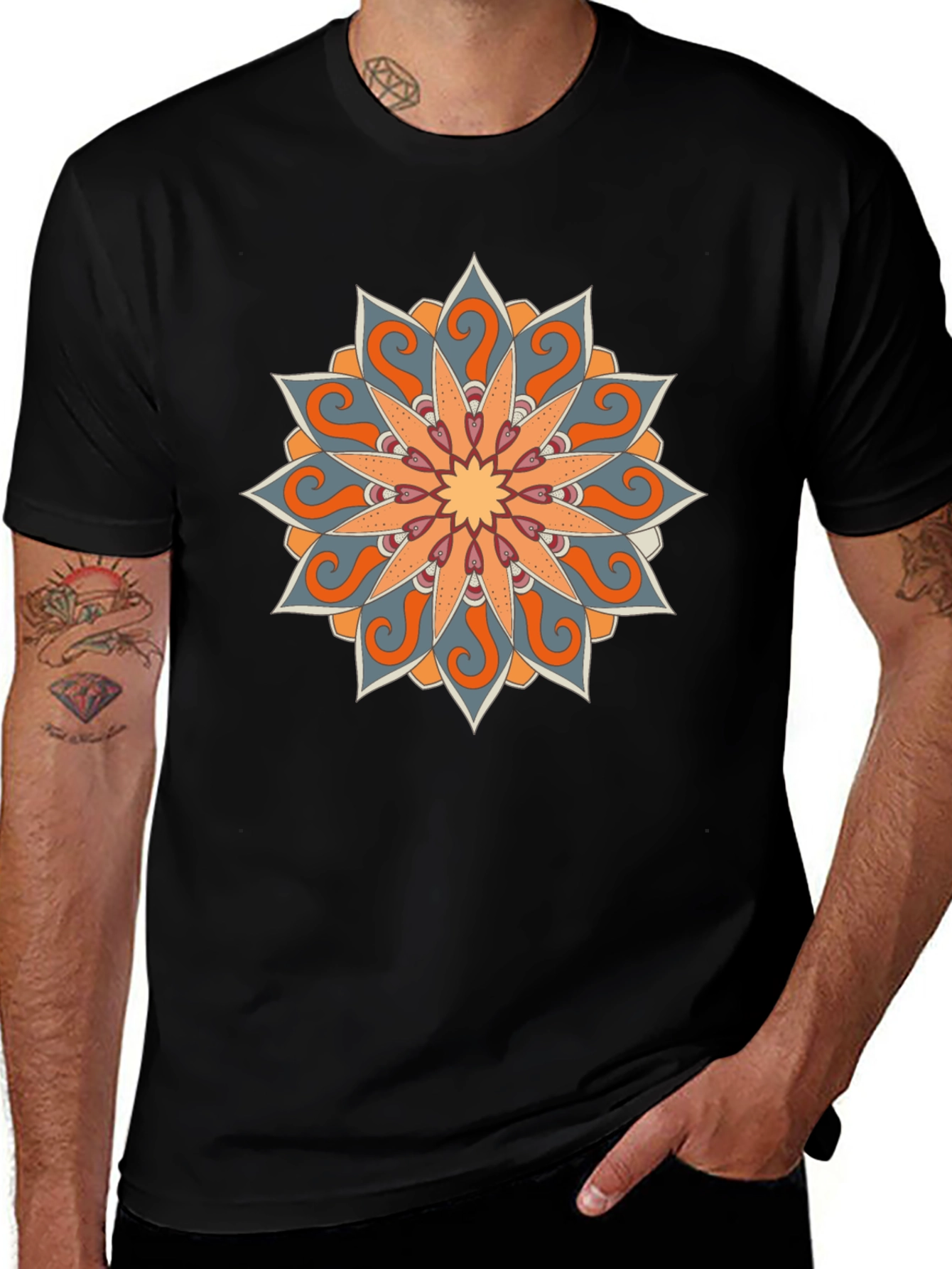 Variant 17 of Mandala Graphic Black T-Shirt for Men