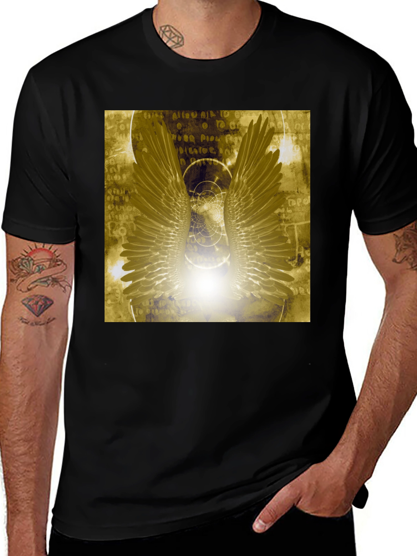 Variant 25 of Wings Graphic Tee - Black Cotton Blend