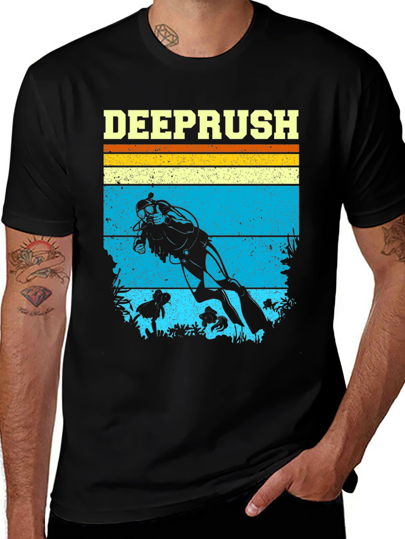 Variant 30 of Deep Rush Scuba Diving Retro T-Shirt