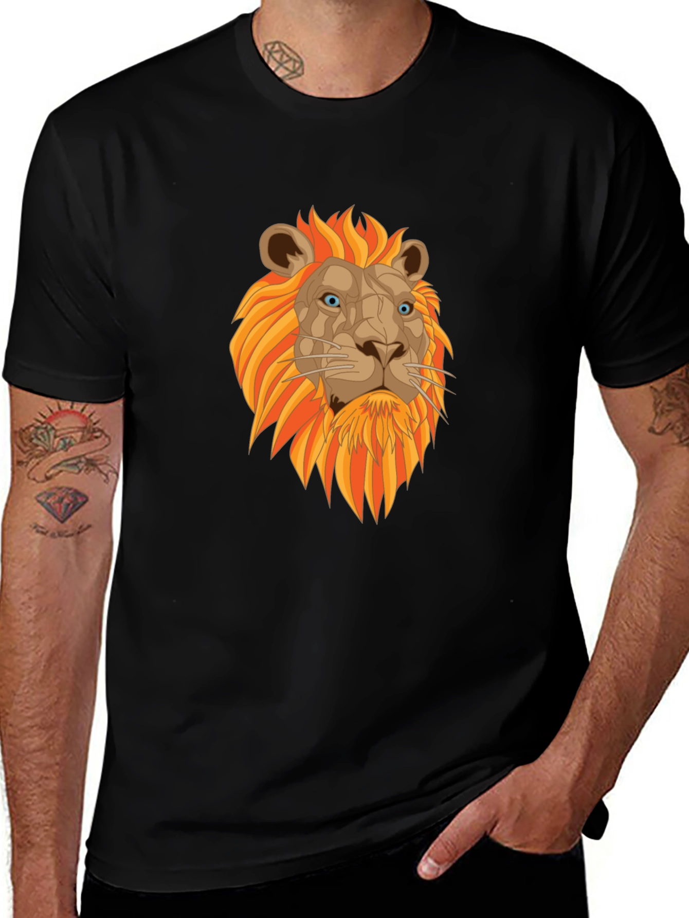 Variant 21 of Lion Graphic Black T-Shirt