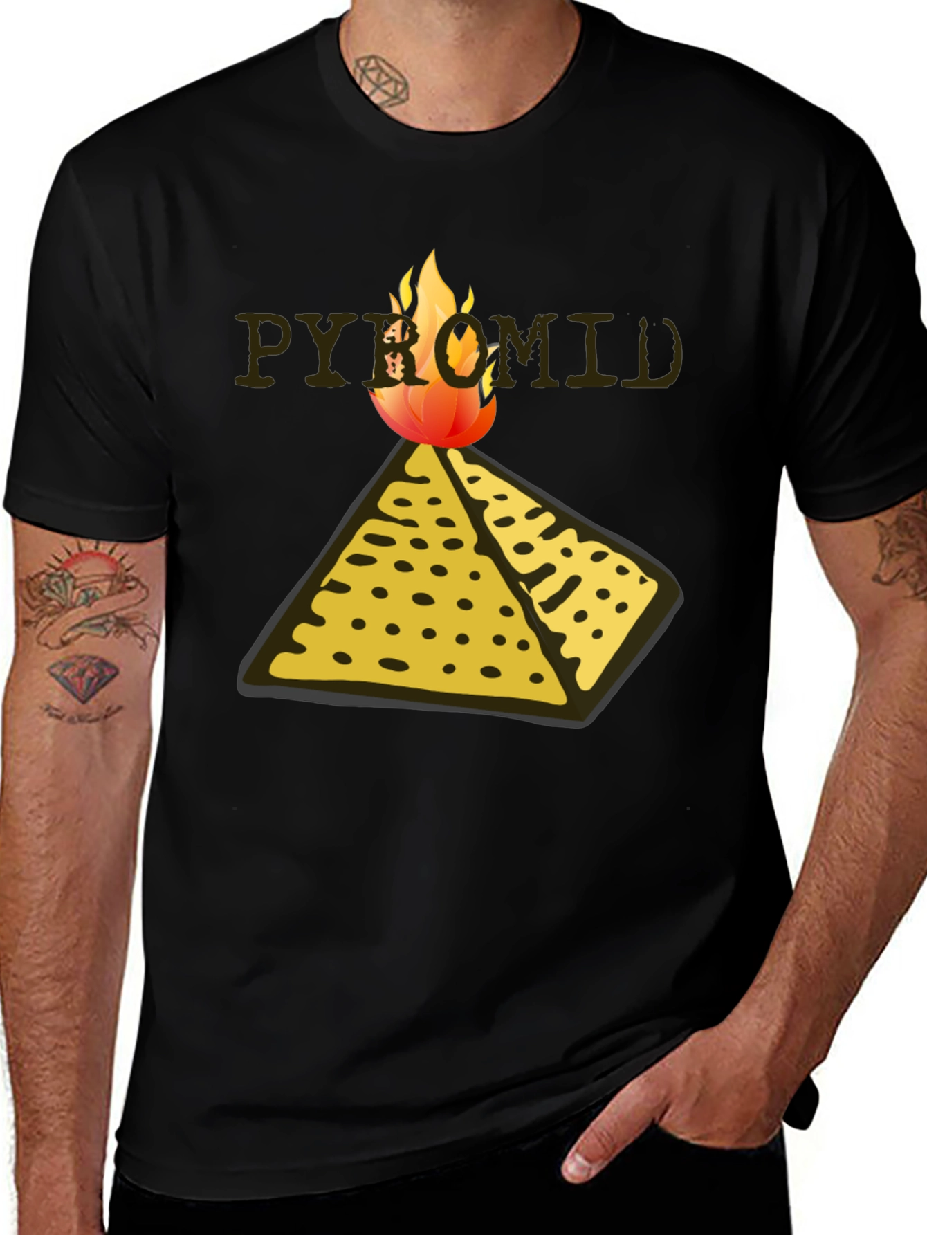 Variant 22 of Pyramid Flame Graphic Black T-Shirt