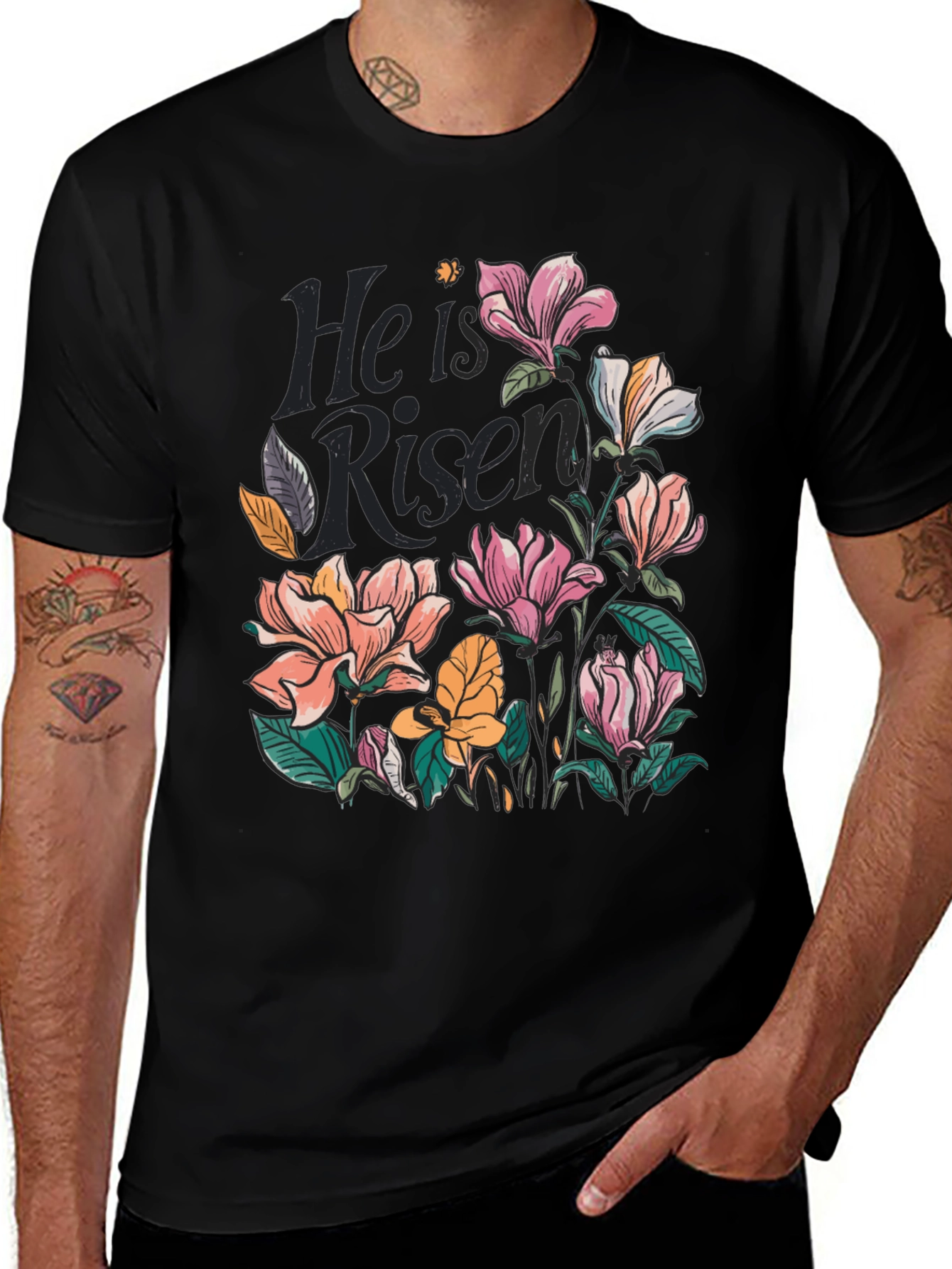 He is Risen Floral Graphic Tee