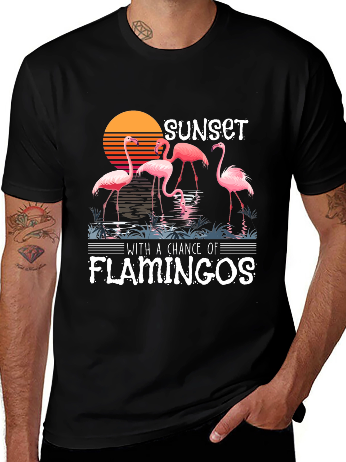 Variant 4 of Sunset Flamingos T-Shirt - Unisex