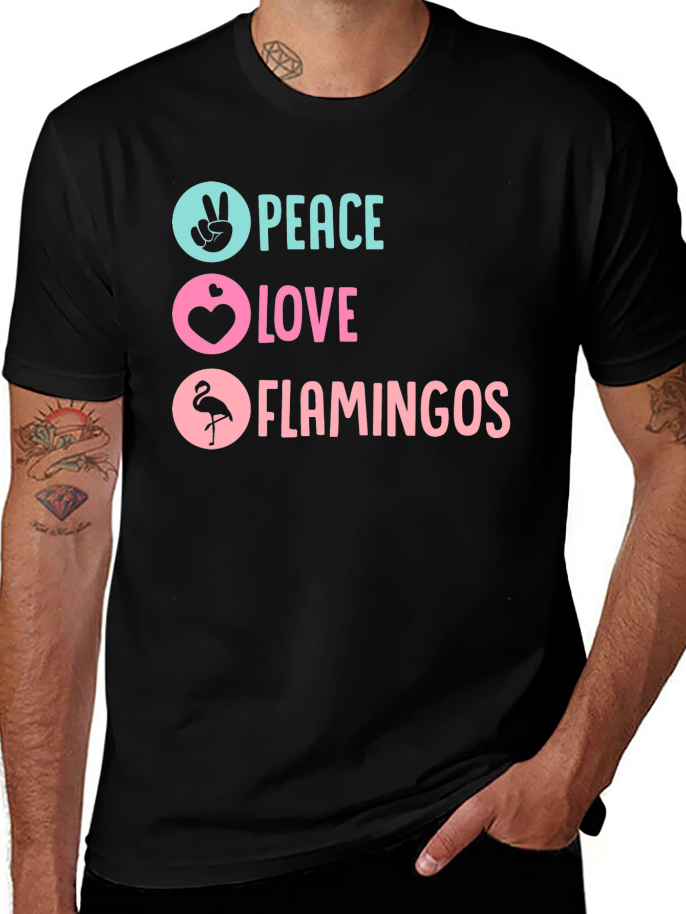 Peace Love Flamingos Graphic T-Shirt