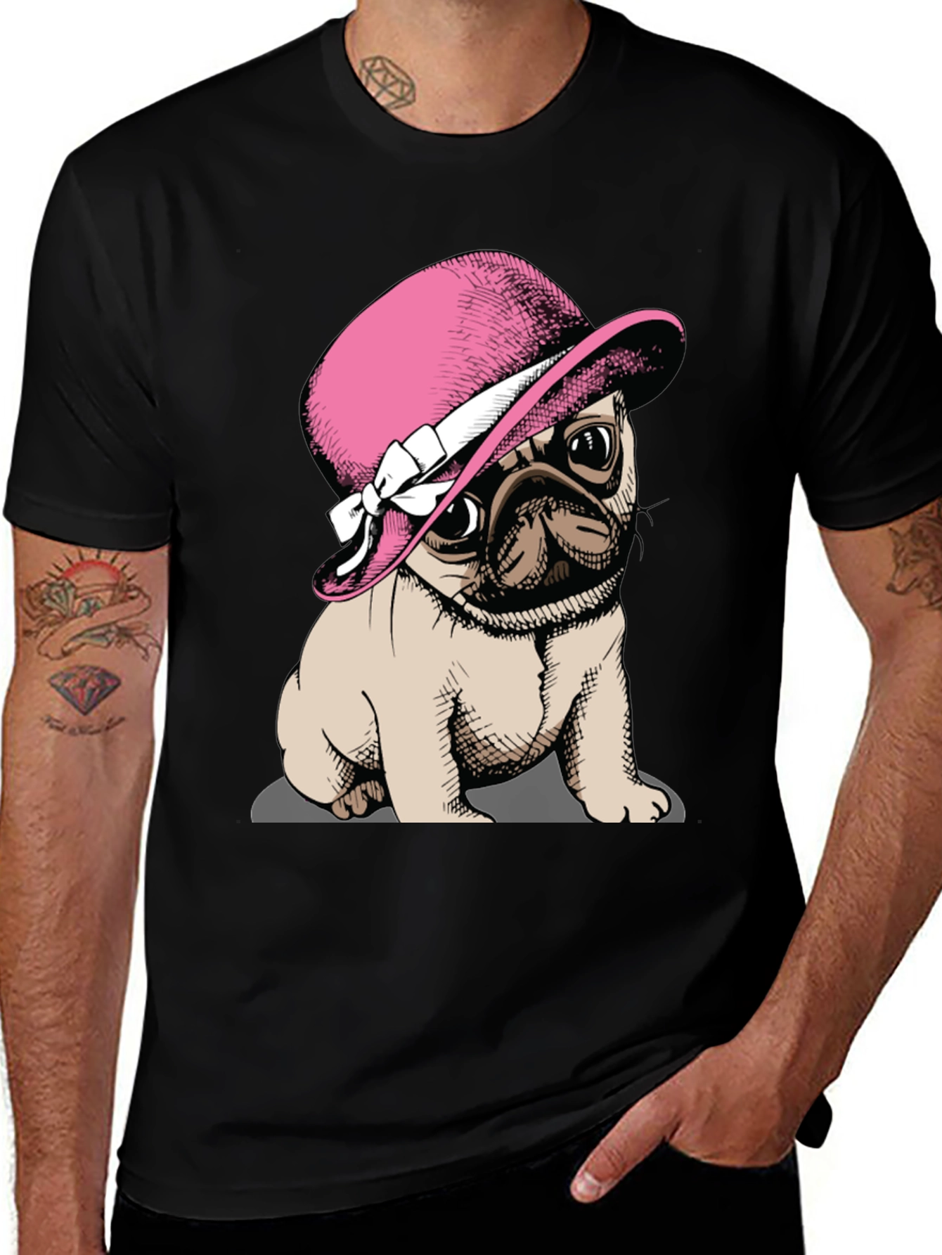 Variant 20 of Pug with Hat Graphic Tee - Unisex T-Shirt