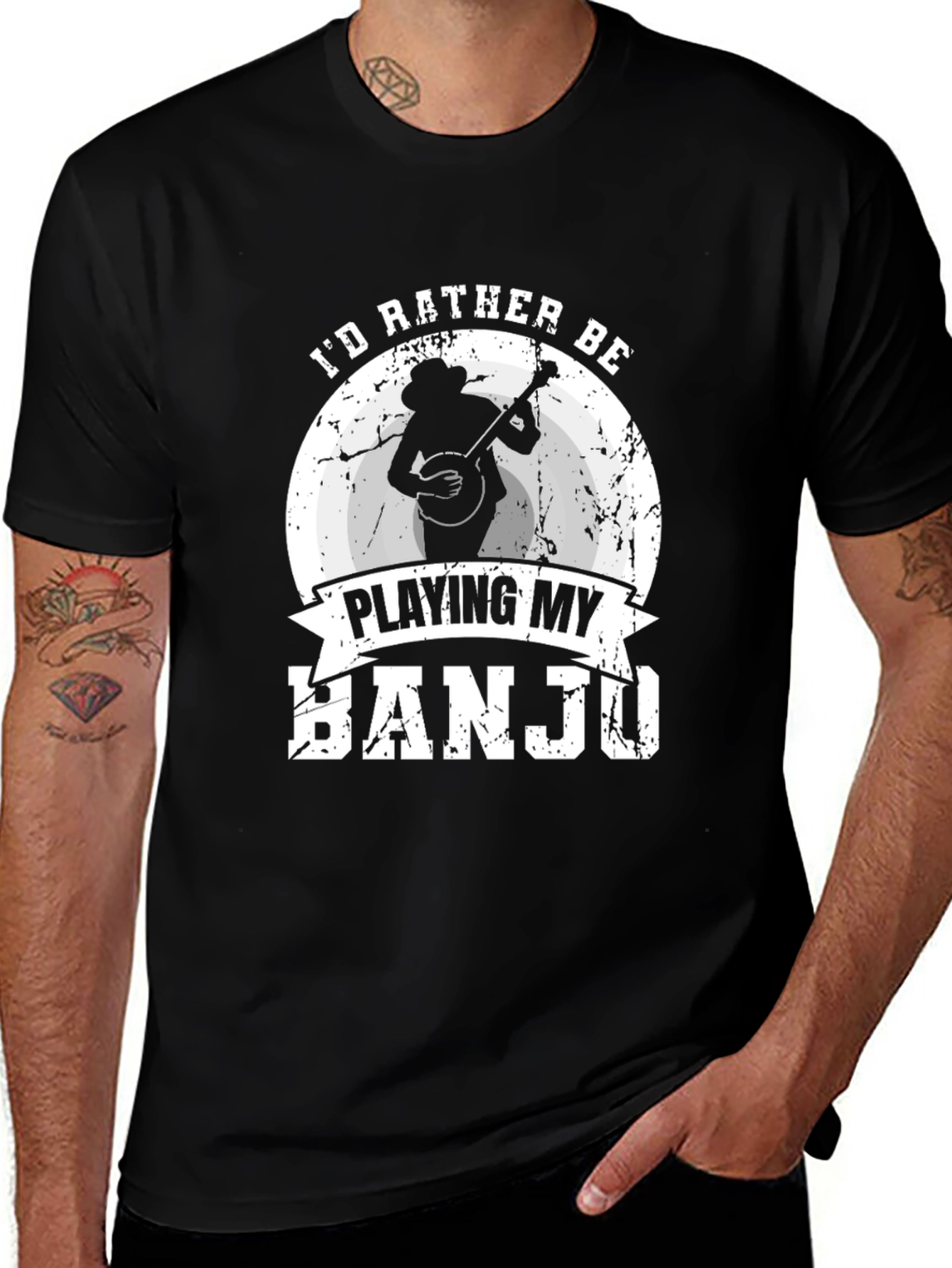 Variant 5 of I'd Rather Be Playing My Banjo T-Shirt