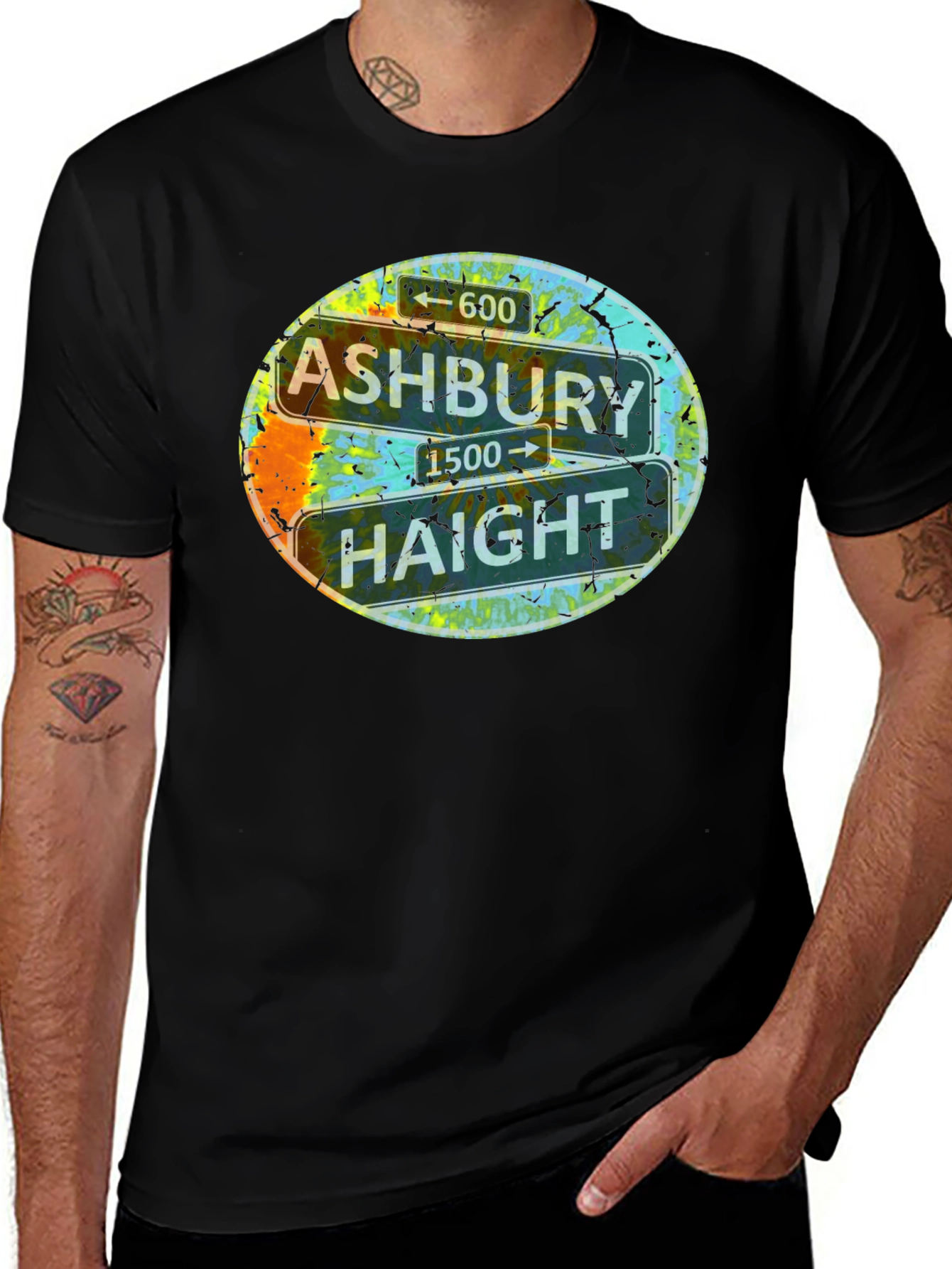 Variant 16 of Ashbury Haight Sign T-Shirt - San Francisco Street Tee