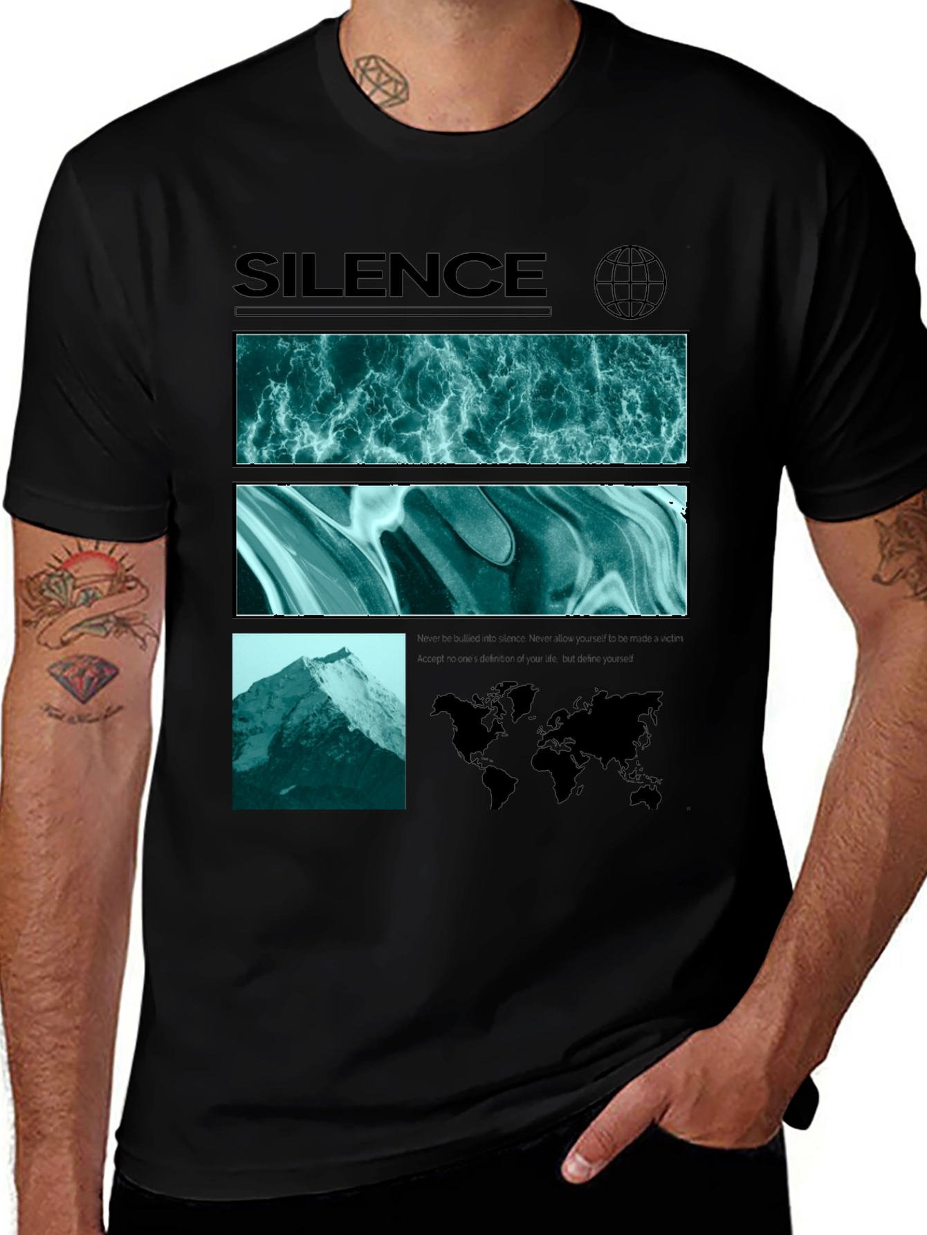 Variant 20 of Silence Graphic Print Crew Neck T-Shirt