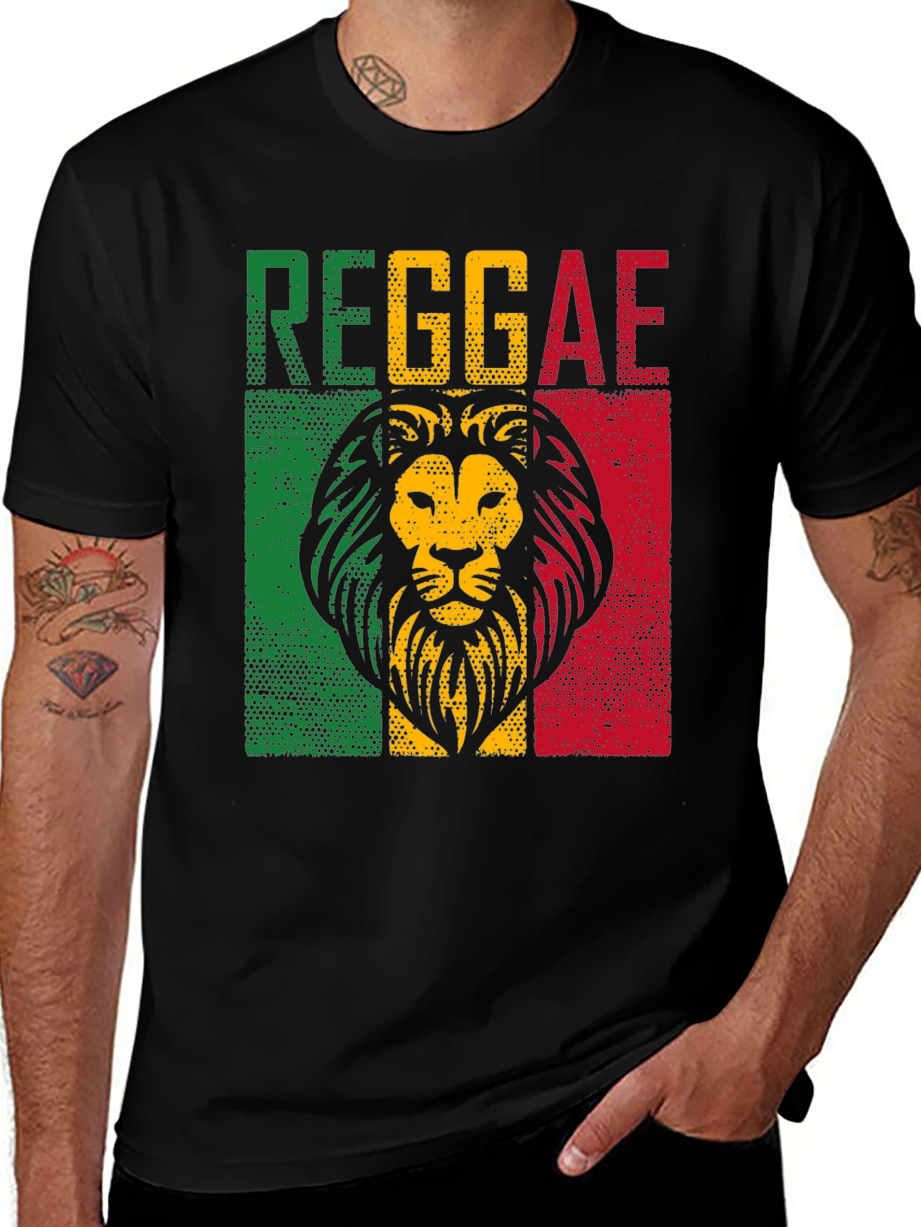 Variant 18 of Reggae Lion Graphic T-Shirt - Rasta Colors