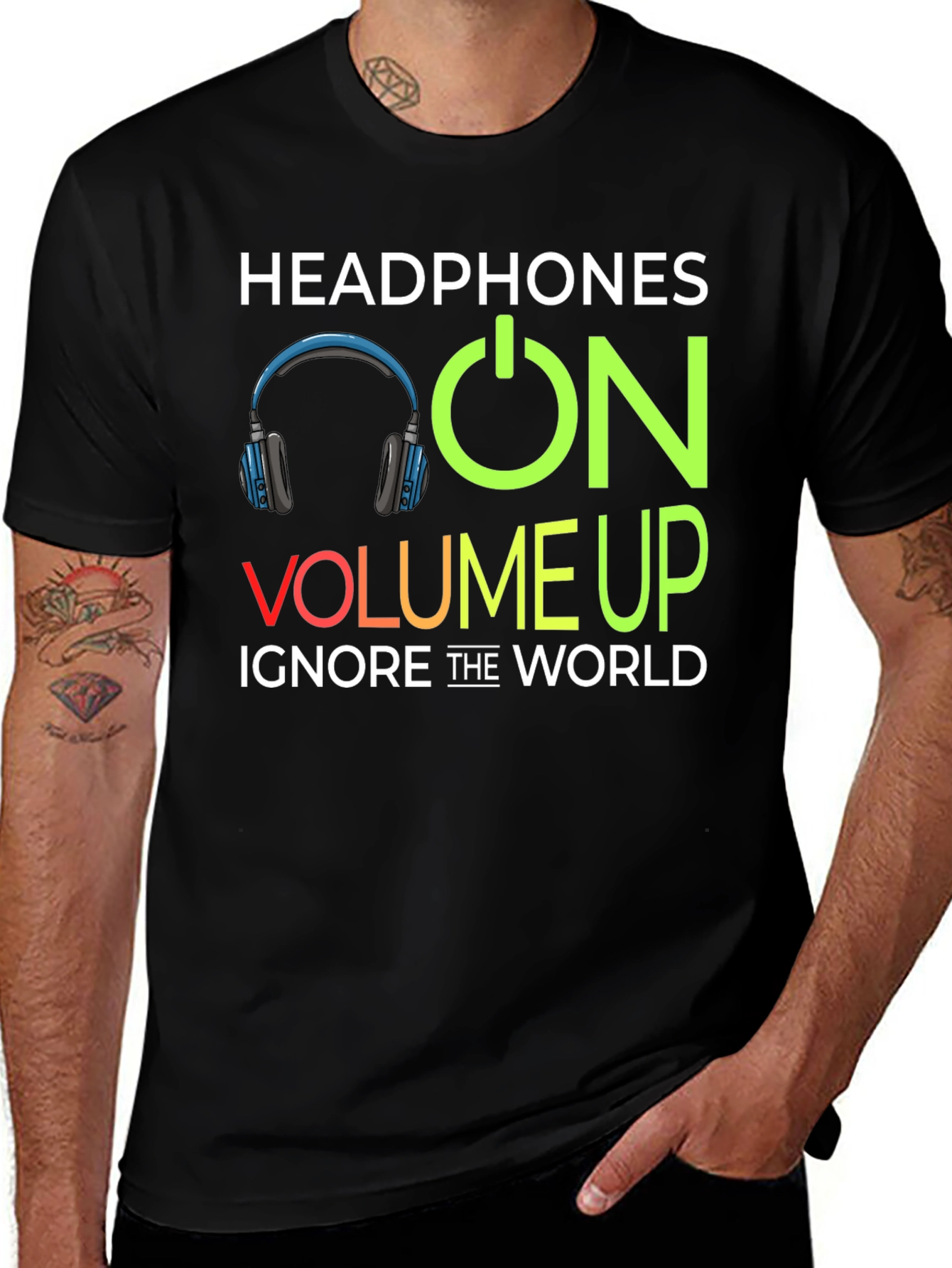 Variant 17 of Headphones On Volume Up Graphic T-Shirt