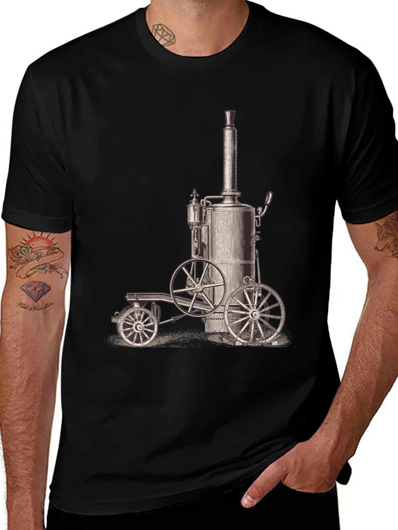 Variant 2 of Vintage Steam Engine T-Shirt - Black