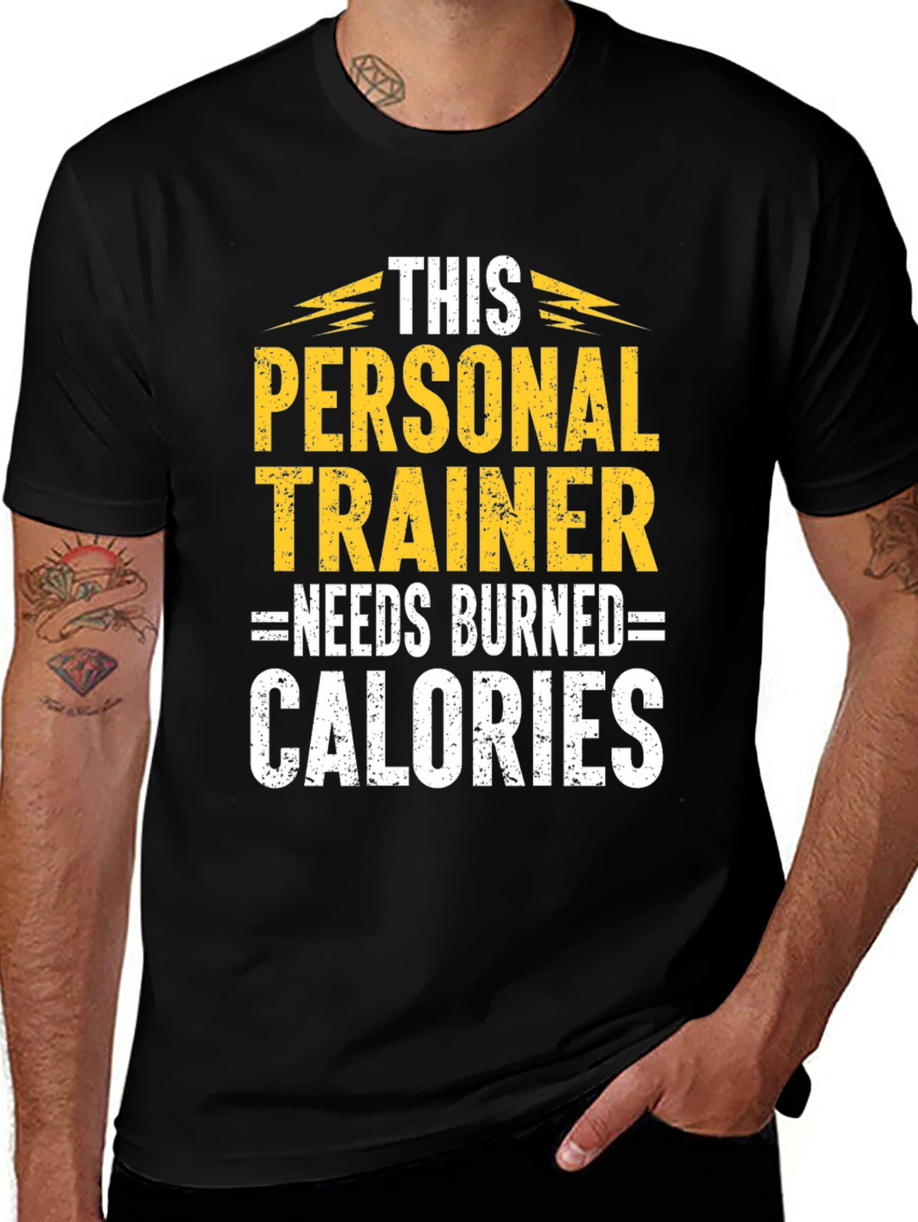 Variant 15 of Personal Trainer Burned Calories Black Graphic T-Shirt