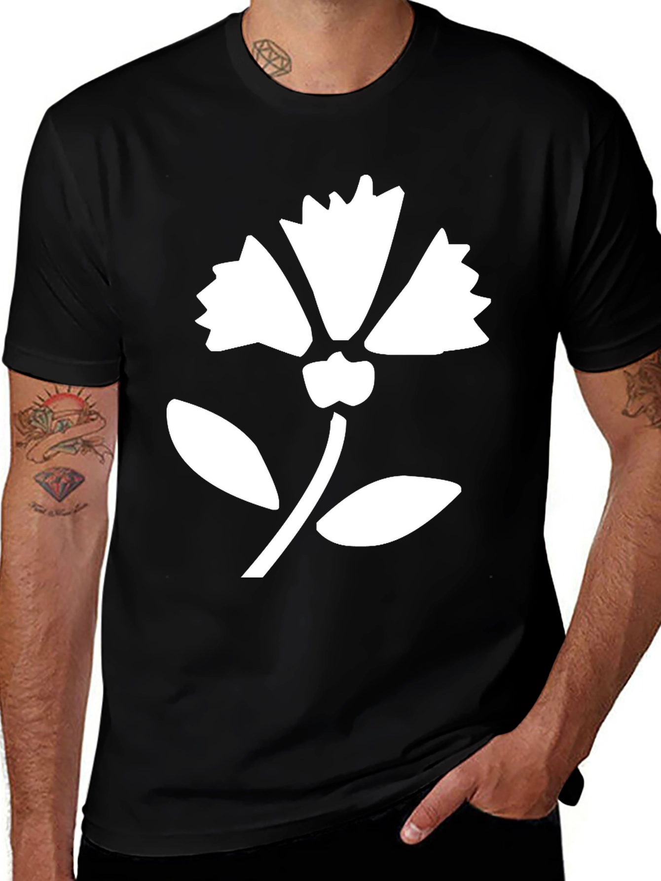 Variant 2 of Floral Graphic Black T-Shirt