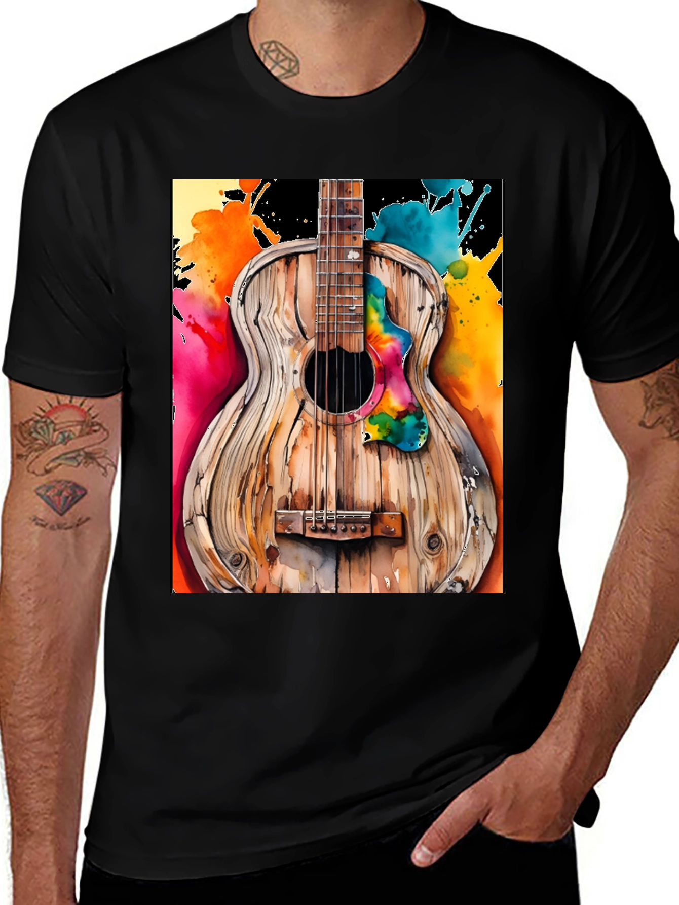 Variant 13 of Rustic Watercolor Guitar Tee