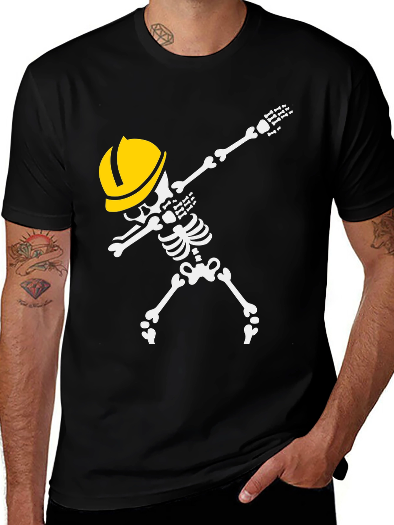 Variant 5 of Construction Skeleton Dab T-Shirt - Black