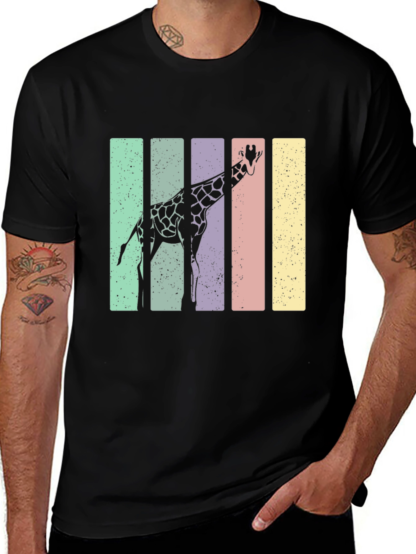 Variant 7 of Giraffe Retro Stripes Graphic Tee